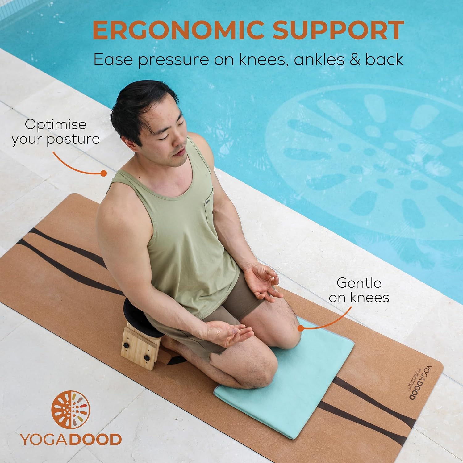 Yoga Dood Zen+ Adjustable Meditation Bench – 3-Level Height Kneeling Bench for Zazen & Prayer – Ergonomic 5° Tilt, Foldable Solid Bamboo with Cushioned Seat & Carry Bag - Image 5