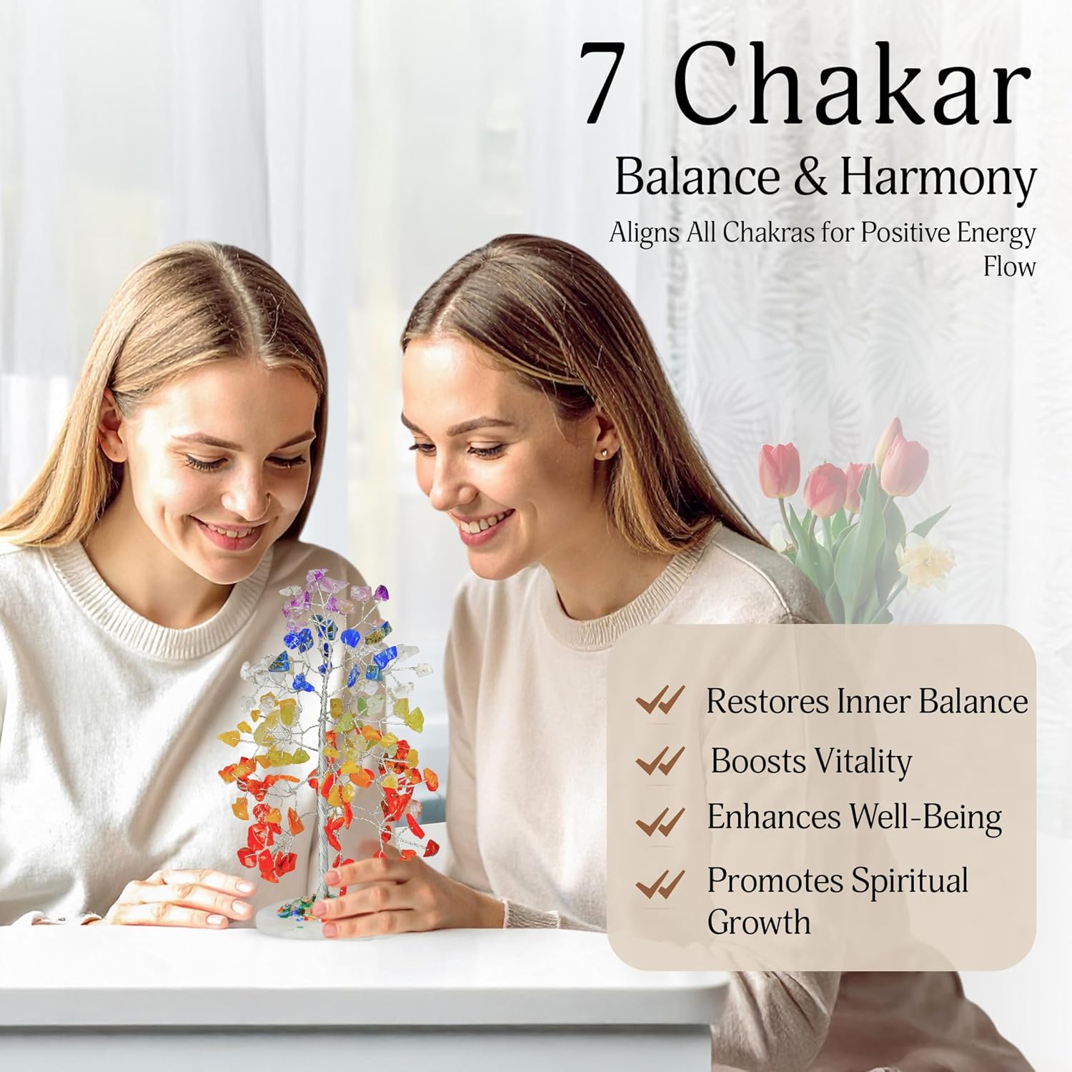 YATSKIA 7 Chakra Tree of Life Crystal Tree | Birthday Gifts for Women | Healing Crystals Gemstone Tree | Crystal Gifts for Mom | Home Office Decor | Handcrafted Unique Gifts - Image 3