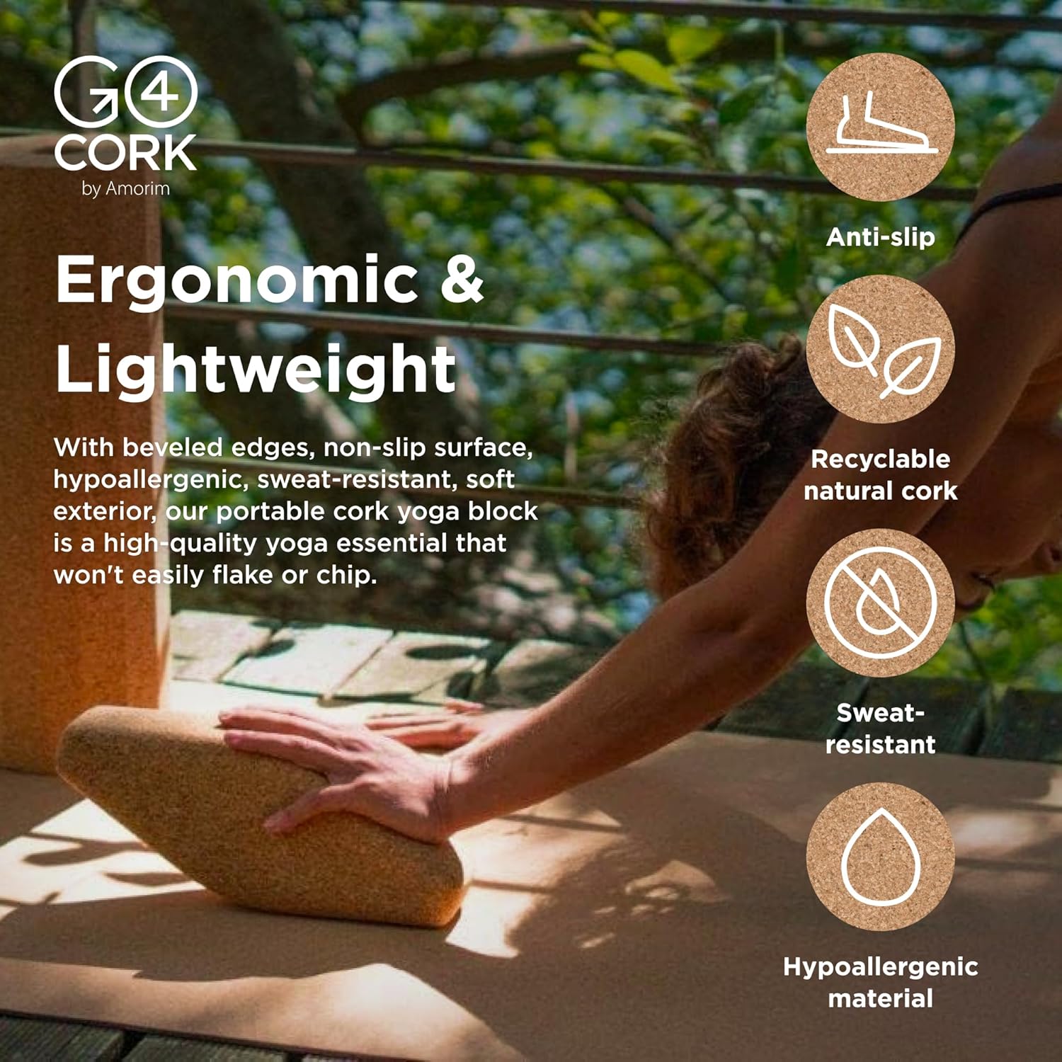 Go4Cork Cork Yoga Block | Non-Toxic, Alternative To Foam Yoga Blocks | Odorless, Soft, Non-Slip, Workout & Exercise | Yogi Gift Accessories | Men & Women | Eco Friendly, Sustainable - Image 3