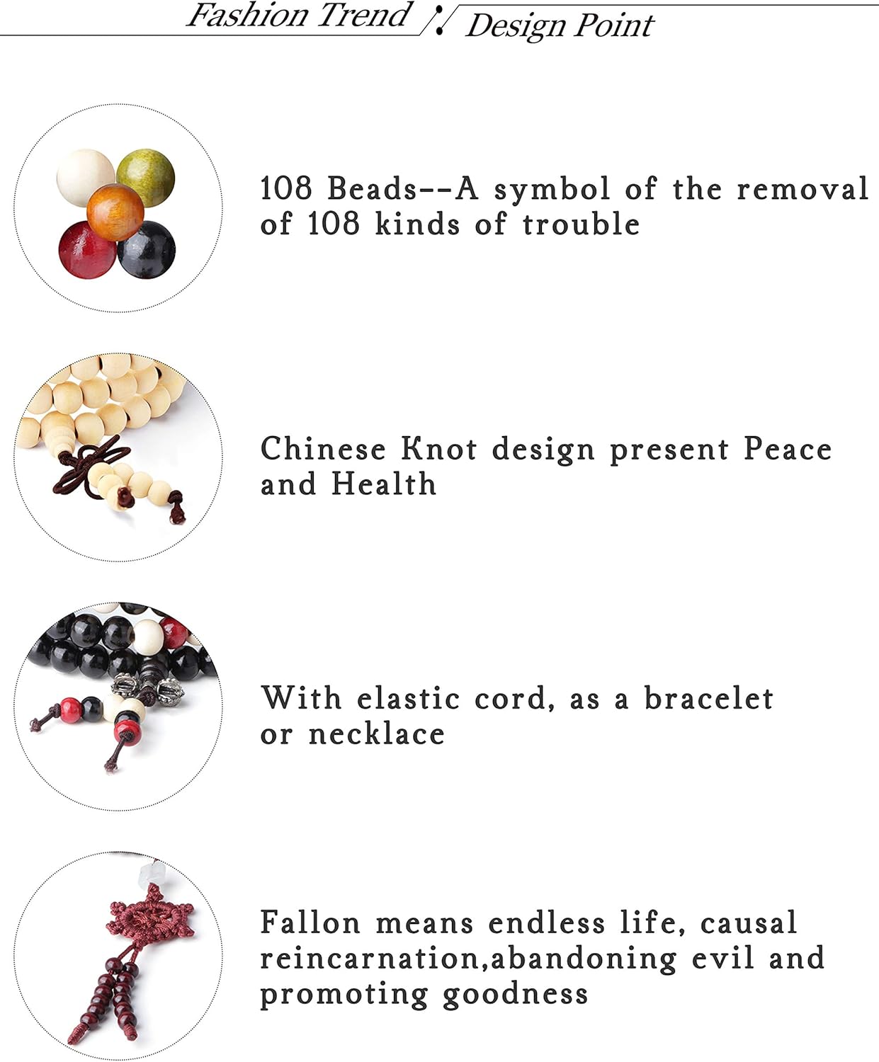 LOYALLOOK 12Pcs 108 Mala Bead Bracelets 8MM Buddhist Prayer Strand Sandalwood Wood Beaded Bracelet Necklace Elastic Handmade Multilayer Tibetan Buddha Link Wrist Bracelets Meditation Necklace Chain - Image 4