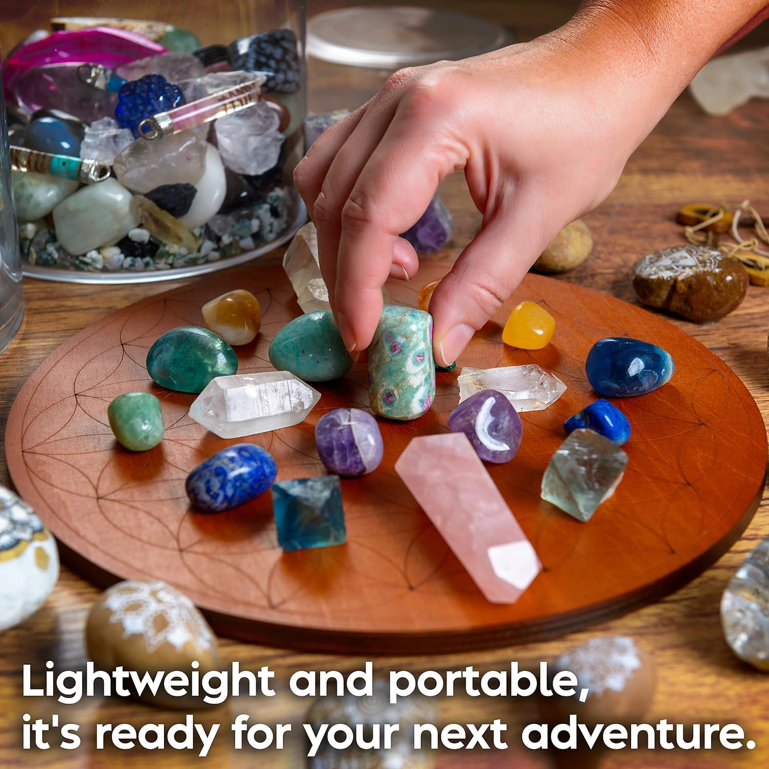 Crystal Grid Board for Stones - 10" Diameter Flower of Life Sacred Geometry Board - Amplify the Power of Your Crystals - Chakra Grid Plate, Altar Decor - Flor de la Vida - Image 6