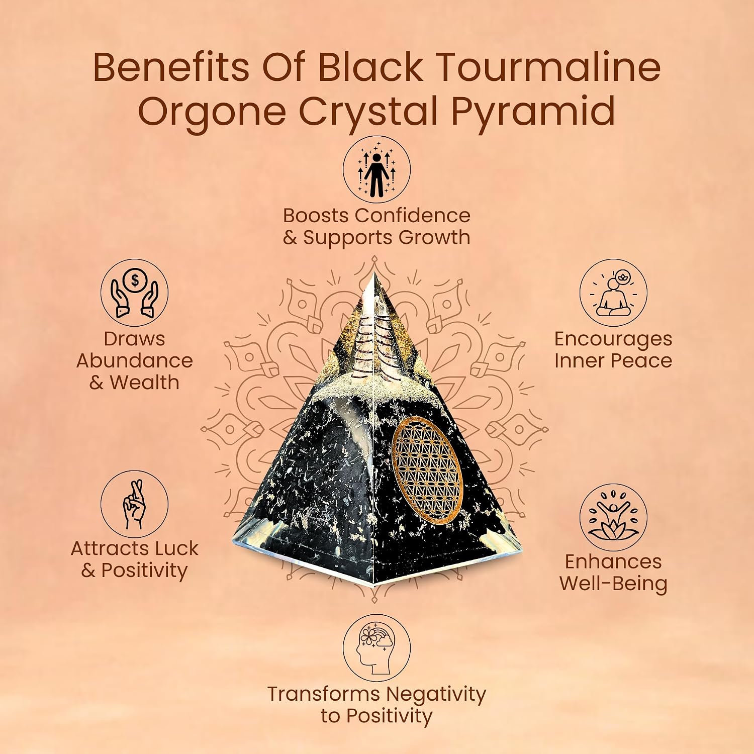 Orgone Black Tourmaline Pyramid – Healing Crystal for Protection, Motivation, EMF Shielding & Meditation – Orgonite Pyramid for Chakra Balancing, Reiki, Spiritual Energy & Positive Vibrations - Image 5