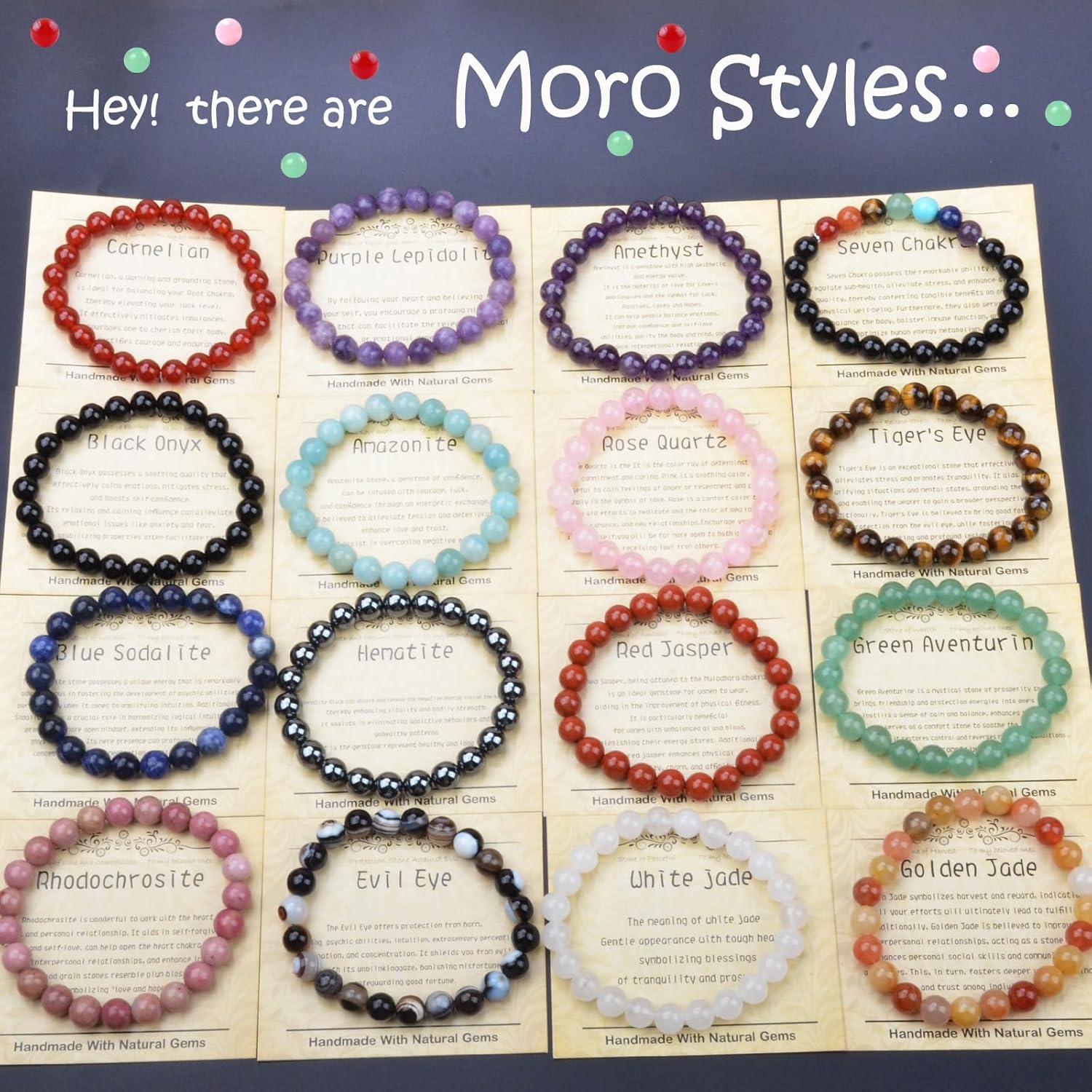 Natural Healing Gemstone Bracelet Handmade Yoga Stretch Elastic Bracelet Stress Relief Crystal Jewelry for Men and Women - Image 5