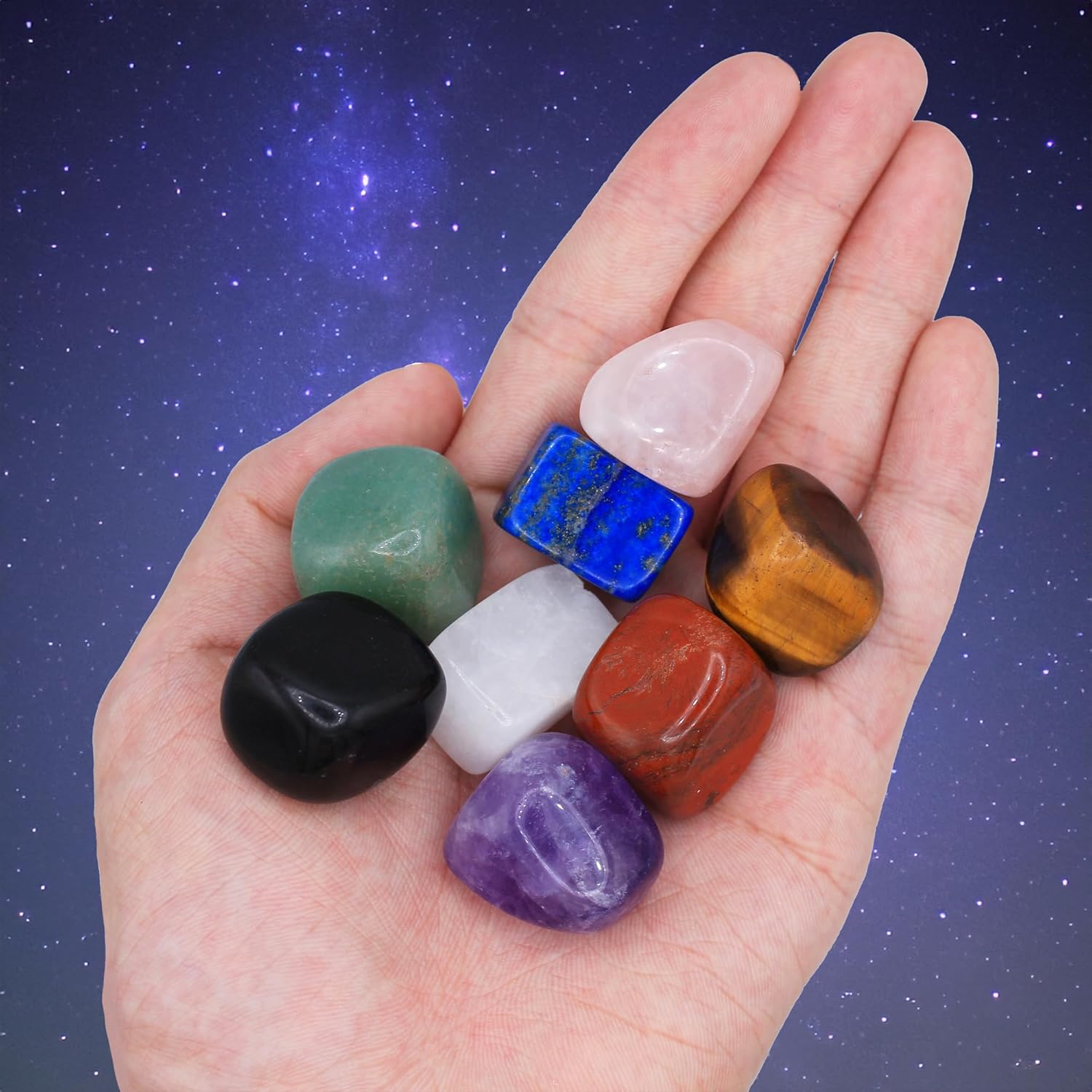 Chakra Stones Set of 8 – Crystals and Healing Stones, Tumbled Chakra Crystals & Polished Rocks for Meditation, Reiki, Chakra Balancing, Protection, and Crystal Décor - Image 3