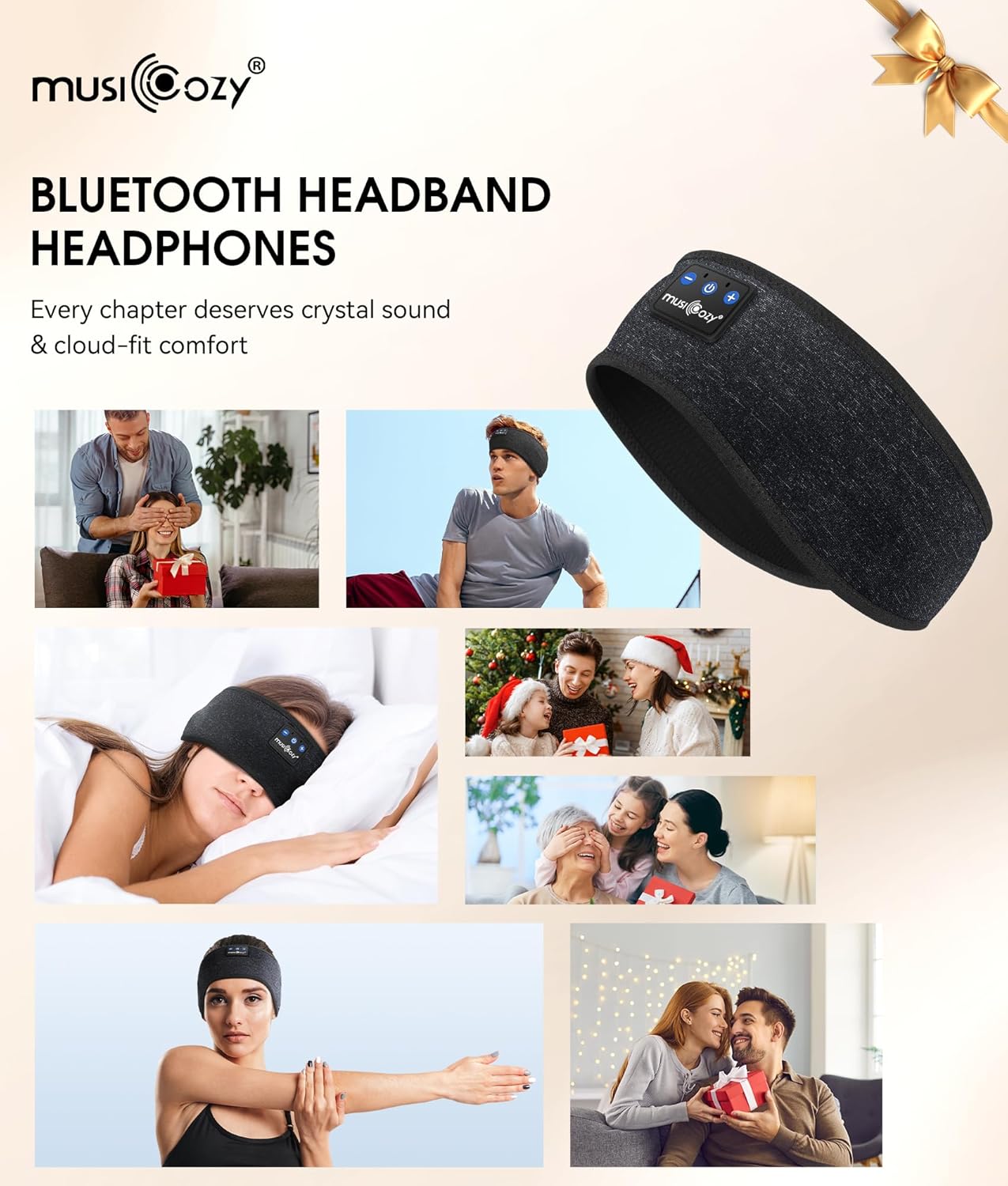 MUSICOZY Sleep Headphones Bluetooth 5.4 Headband, Wireless Earphones Music Sleep Earbuds Sleeping Eye Mask with HD Stereo Speakers for Workout Running Travel Yoga, Ideal Gifts for Men Women Mom Dad - Image 8
