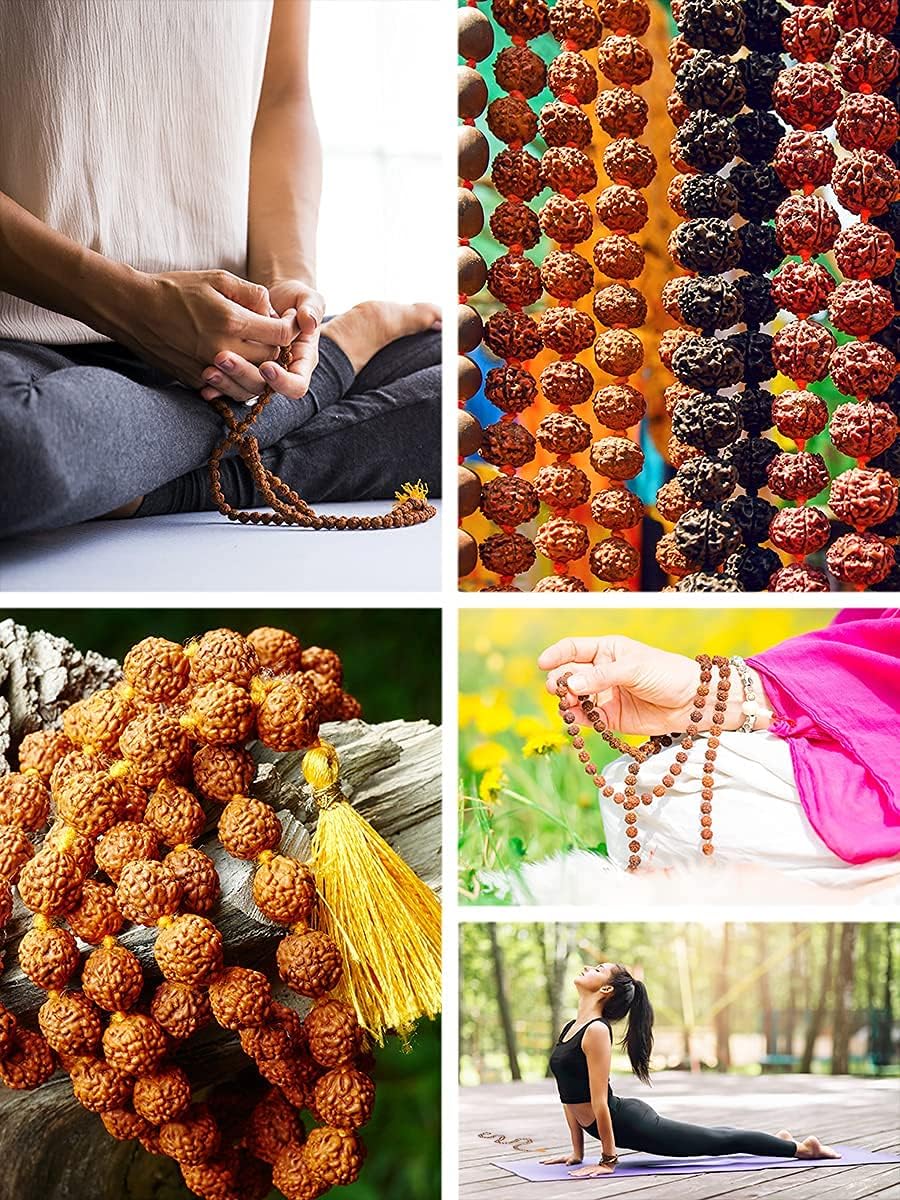 Mandala Crafts Rudraksha Mala 108 Beads - Rudraksha Beads - Nepal Rudraksha Seed Japa Mala Tibetan Prayer Beads for Rudraksha Necklace Men Women Meditation Yoga - Image 4