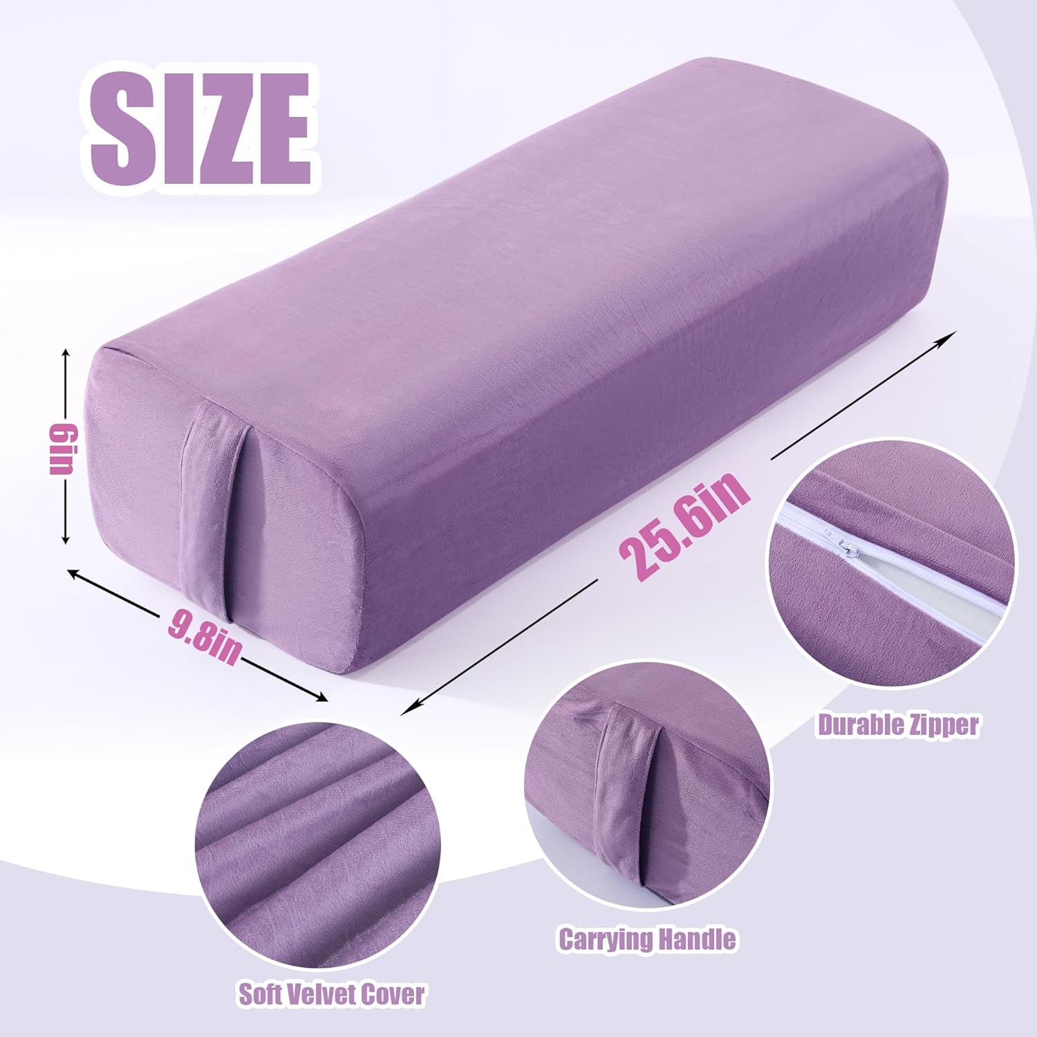 MABOZOO Yoga Bolster Pillow, Triple-Layer Sponge Rectangular Yoga Bolster with Carry Handle Meditation Pillow with Washable Cover for Restorative, Meditation - Image 2