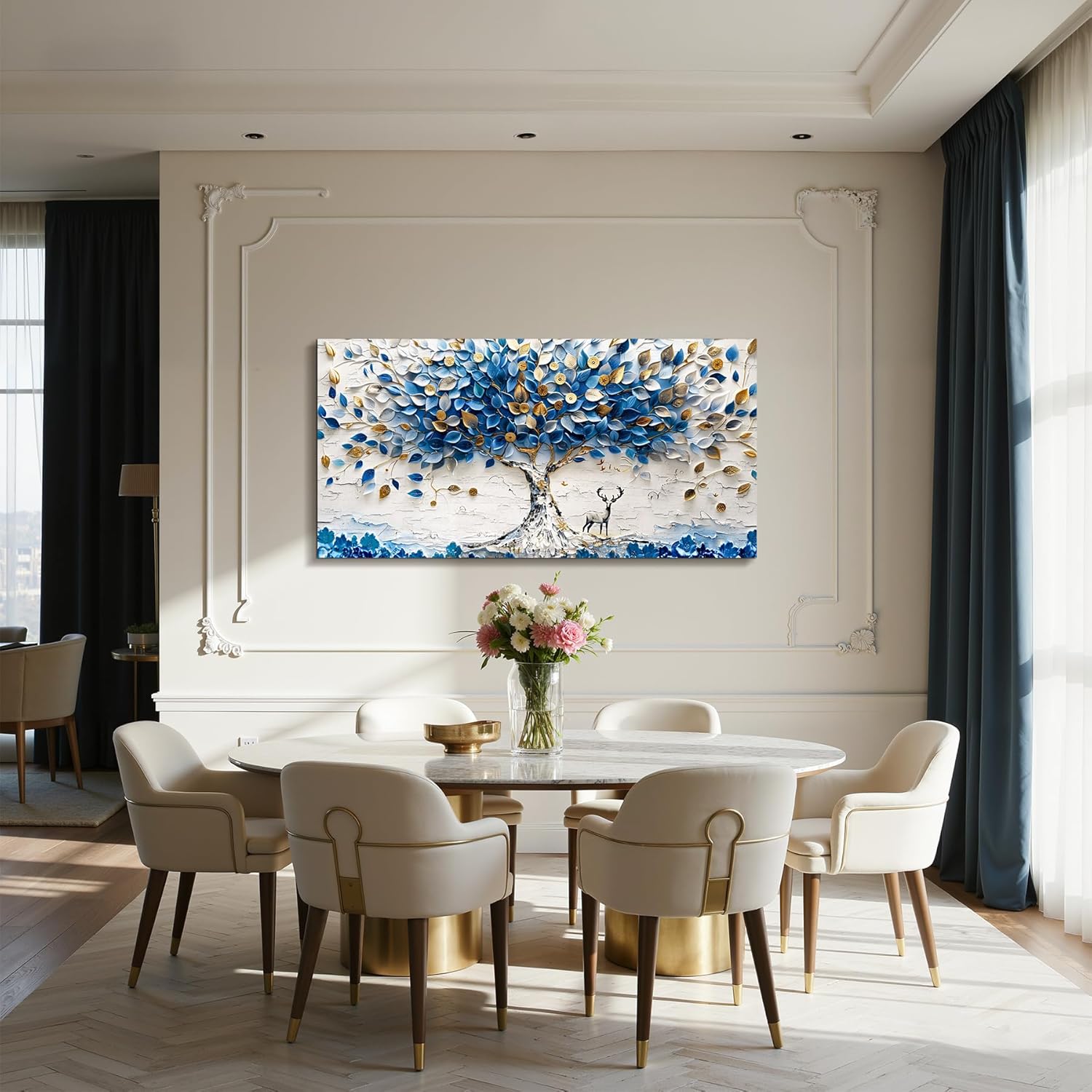imjiayu Tree of Life Wall Art, Large Canvas Wall Art, Abstract Art Wall Decor, Blue and White Tree Prints, Modern Feng Shui Decor Pictures for Living Room Bedroom Office Home Decorations 20"x40" - Image 7