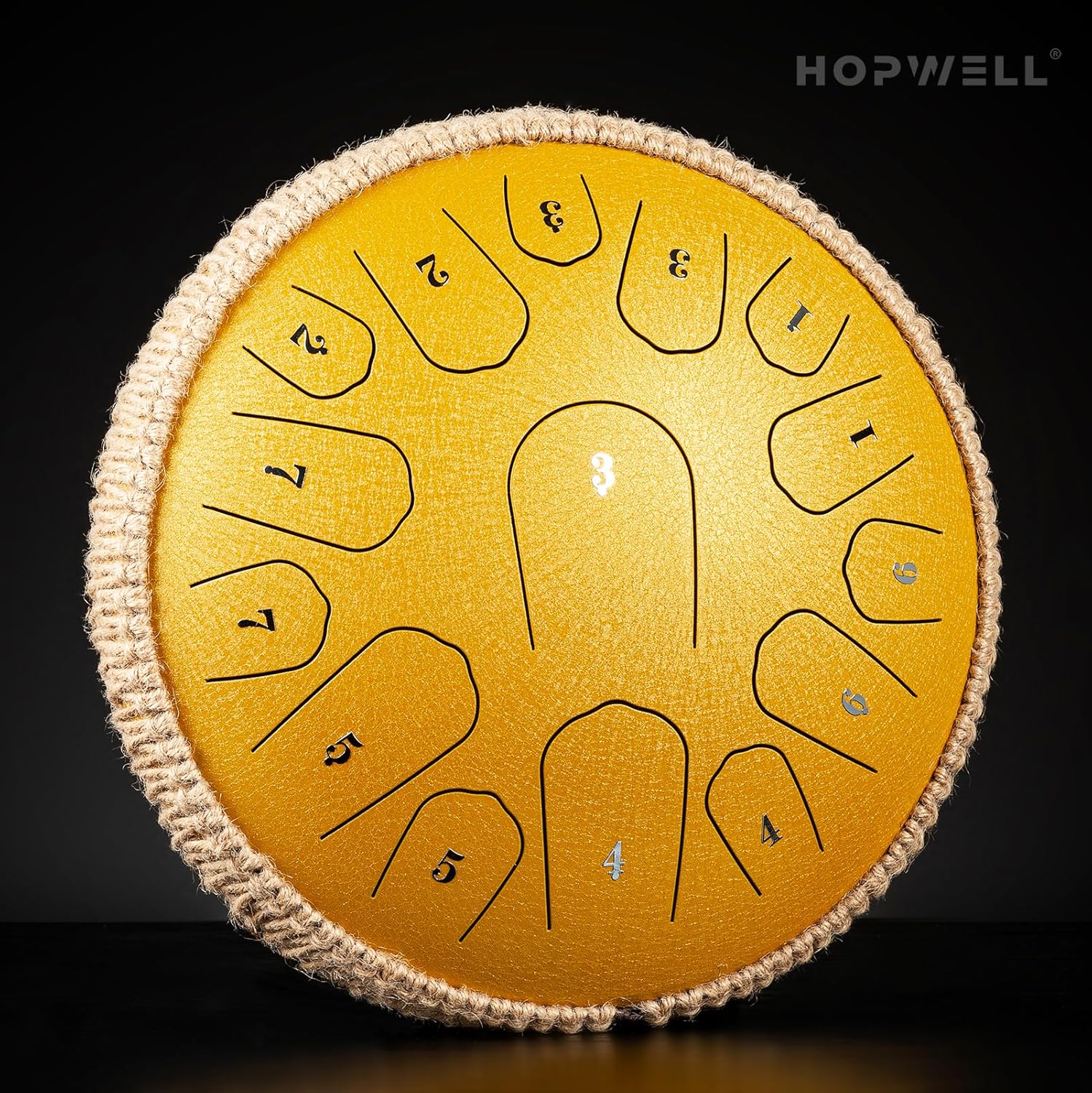 HOPWELL Steel Tongue Drum - 13 Inches 15 Notes Tongue Drum - Hand Pan Drum with Music Book, Drums Mallets and Carry Bag, D Major (Yellow) - Image 2