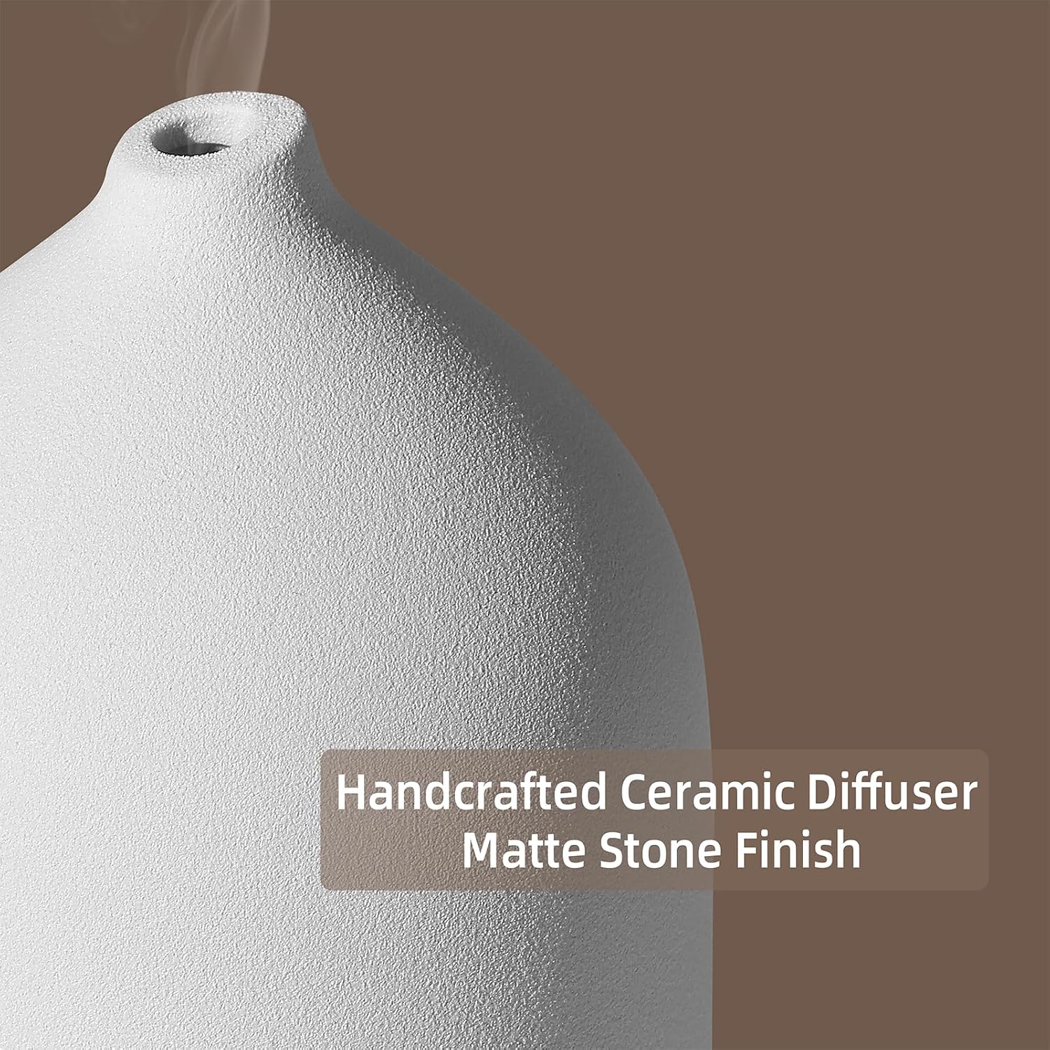 Gooamp 200ML Ceramic Essential Oil Diffuser for Home - Ultrasonic Aromatherapy Diffuser Humidifier with 7 Color LED Lights, Auto Shut-Off, 3 Timers for Bedroom, Office, Yoga, Wood Grain Base - Image 2