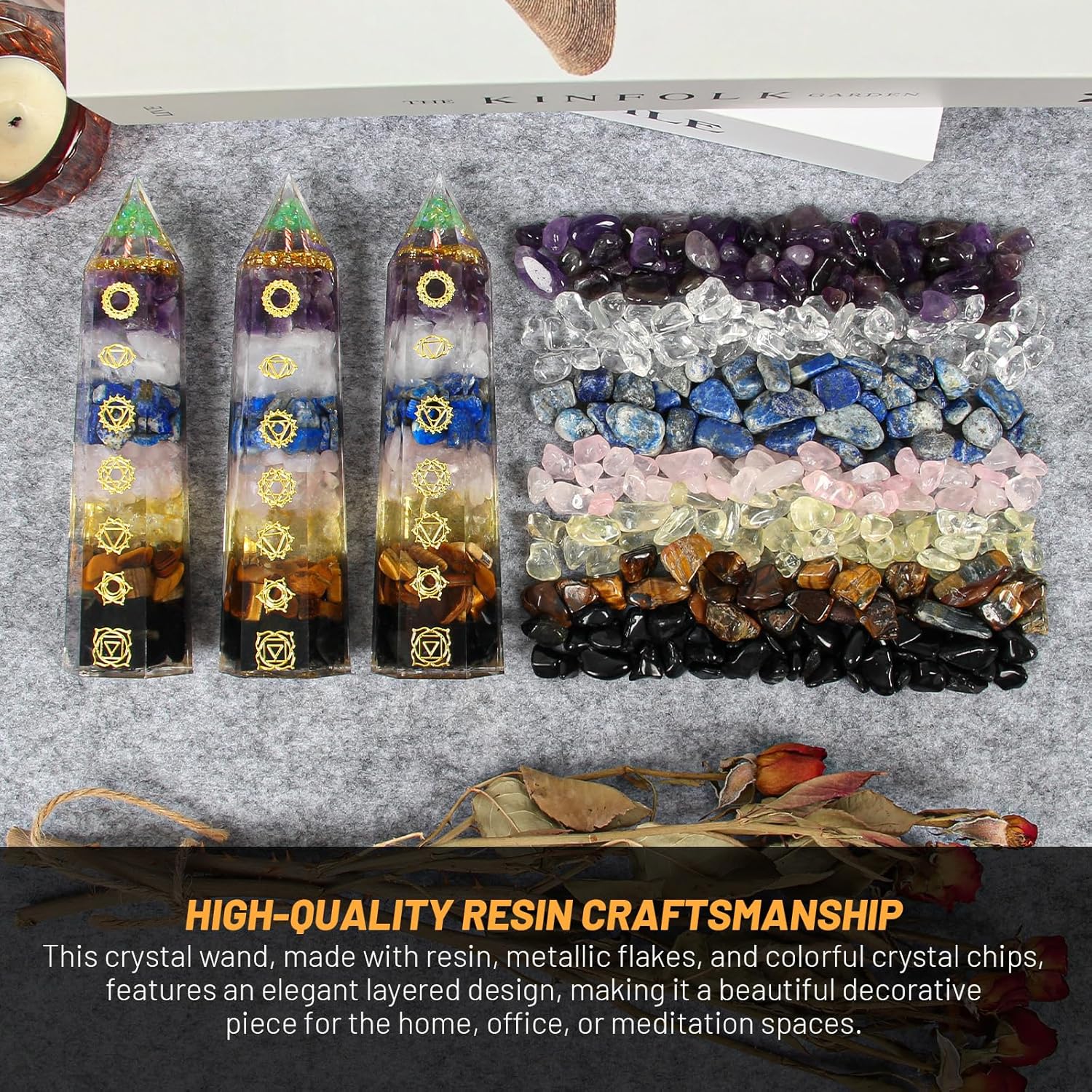 7 Chakra Crystal Wand – Handmade Crystal Tower with Tree of Life Healing Crystals for Chakra Balance, Energy Cleansing, Reiki, Home Decor, Crystals and Healing Stones - Image 7