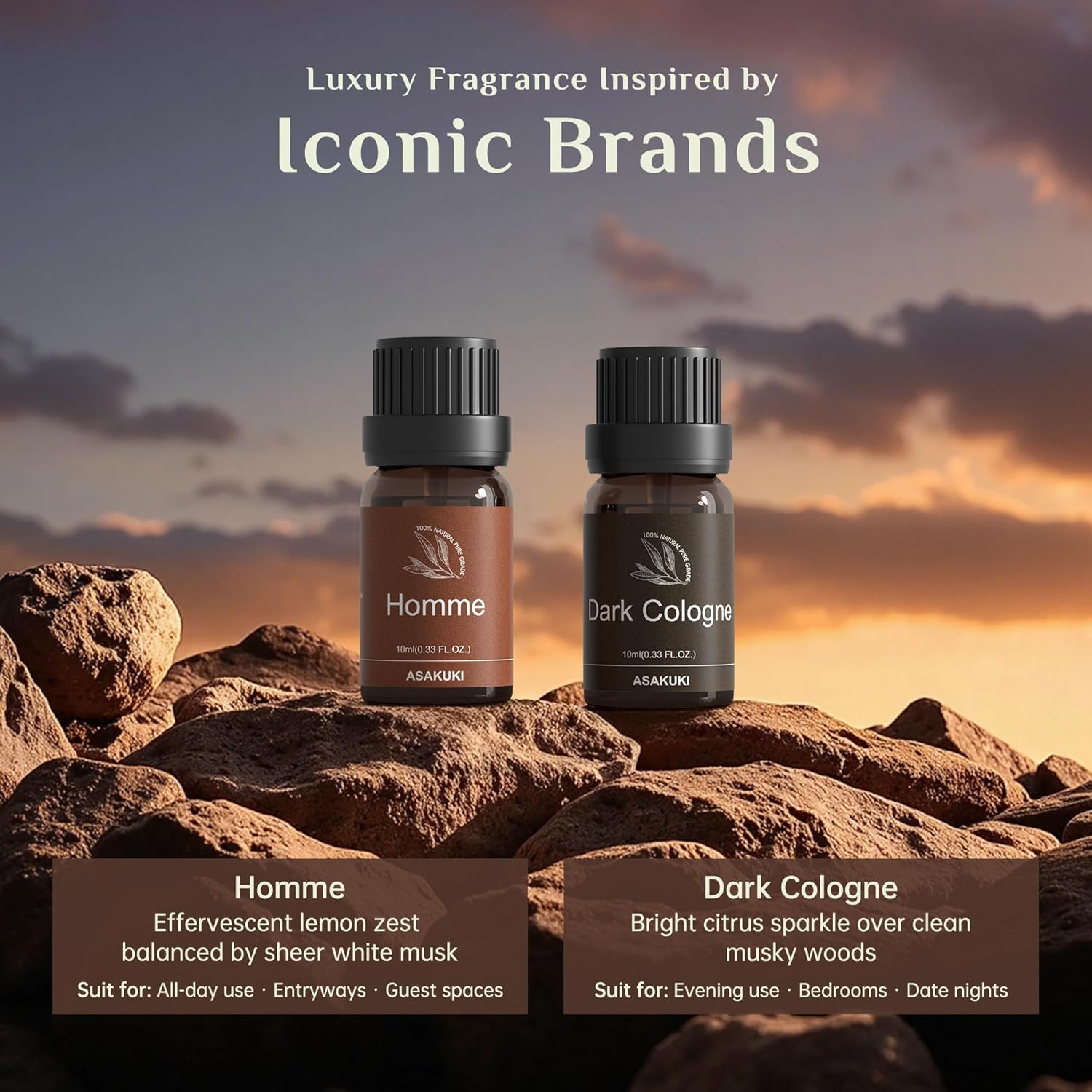 ASAKUKI Men Essential Oils Set for Diffuser, Father's Day & Birthday Gift for Men, 6×10ml Cologne-Inspired Fragrance Oils for Diffusers – Elegant, Clean, and Confident Scents - Image 2