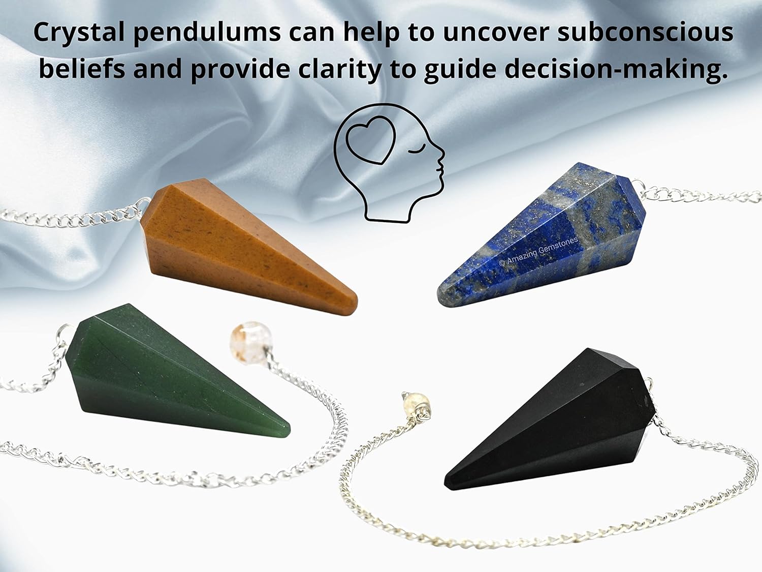 Amazing Gemstone Pack of 11 Crystal Pendulums Bulk Set with Pendulum Board - Wholesale Bulk Crystals - Image 4