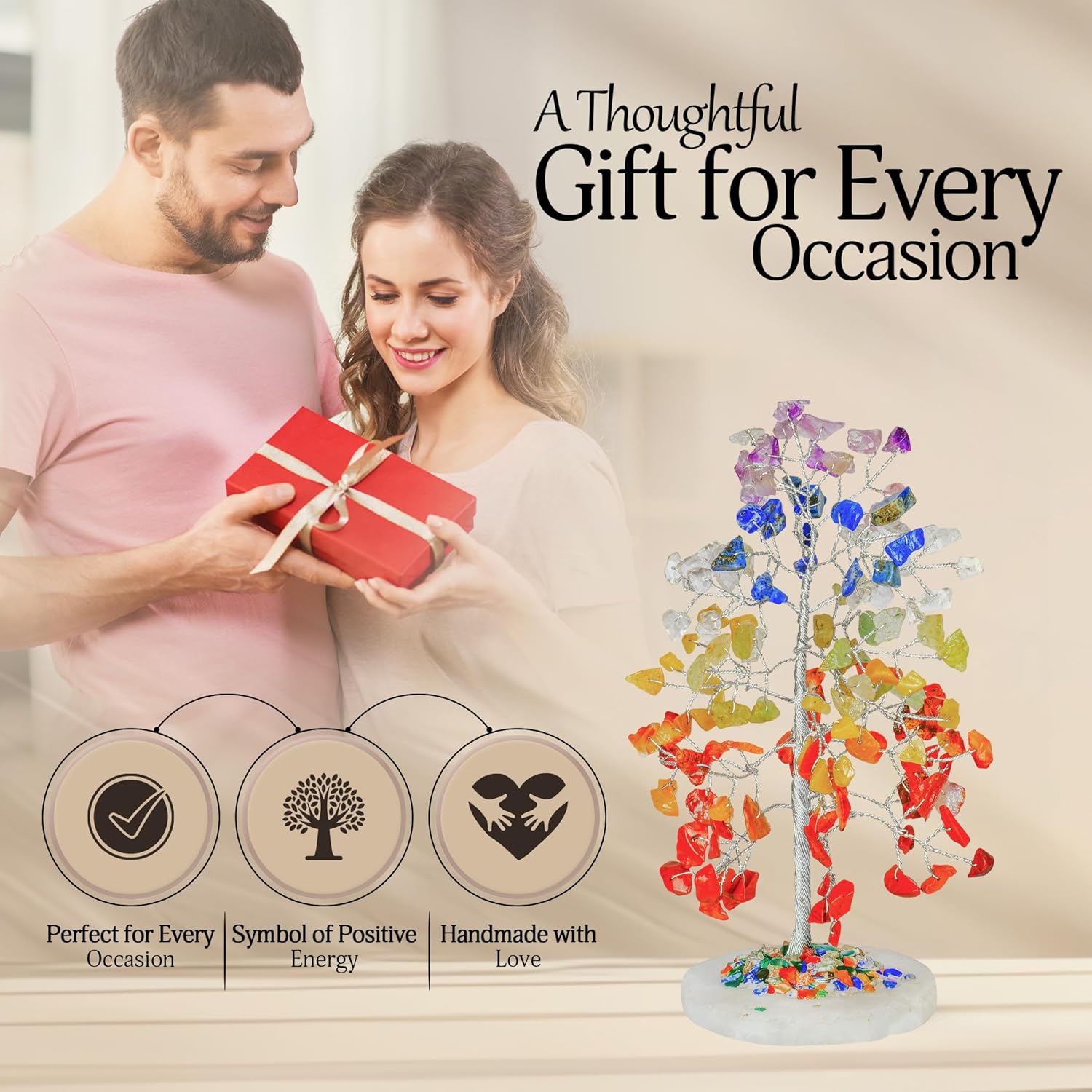 YATSKIA 7 Chakra Tree of Life Crystal Tree | Birthday Gifts for Women | Healing Crystals Gemstone Tree | Crystal Gifts for Mom | Home Office Decor | Handcrafted Unique Gifts - Image 7