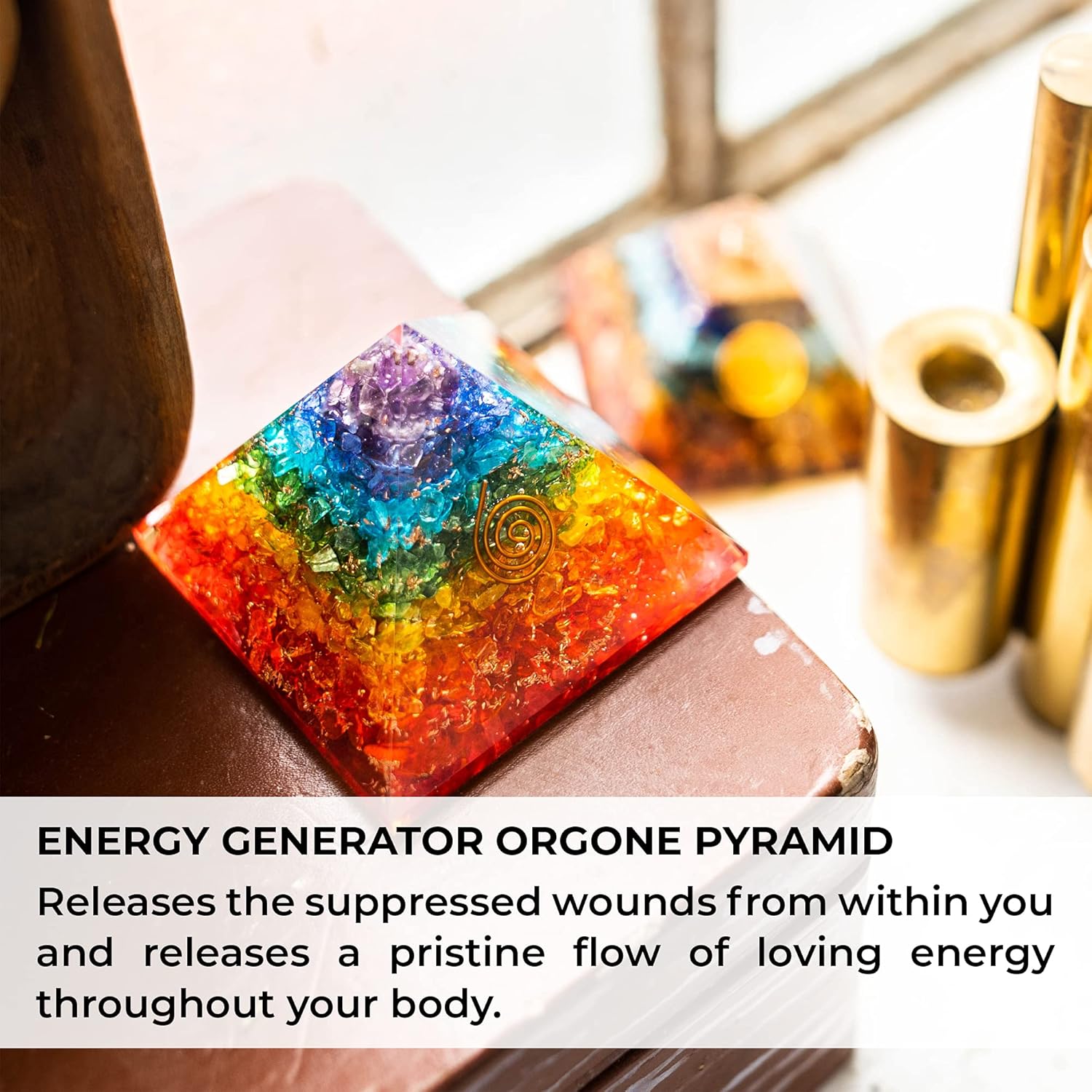 Orgonite Crystal Handmade Seven Chakra Gemstone Pyramid - Orgone Chakra Healing Stone Pyramids for Mediation, Yoga, Reiki, Spiritual Gift, Office and Home Décor - Image 7
