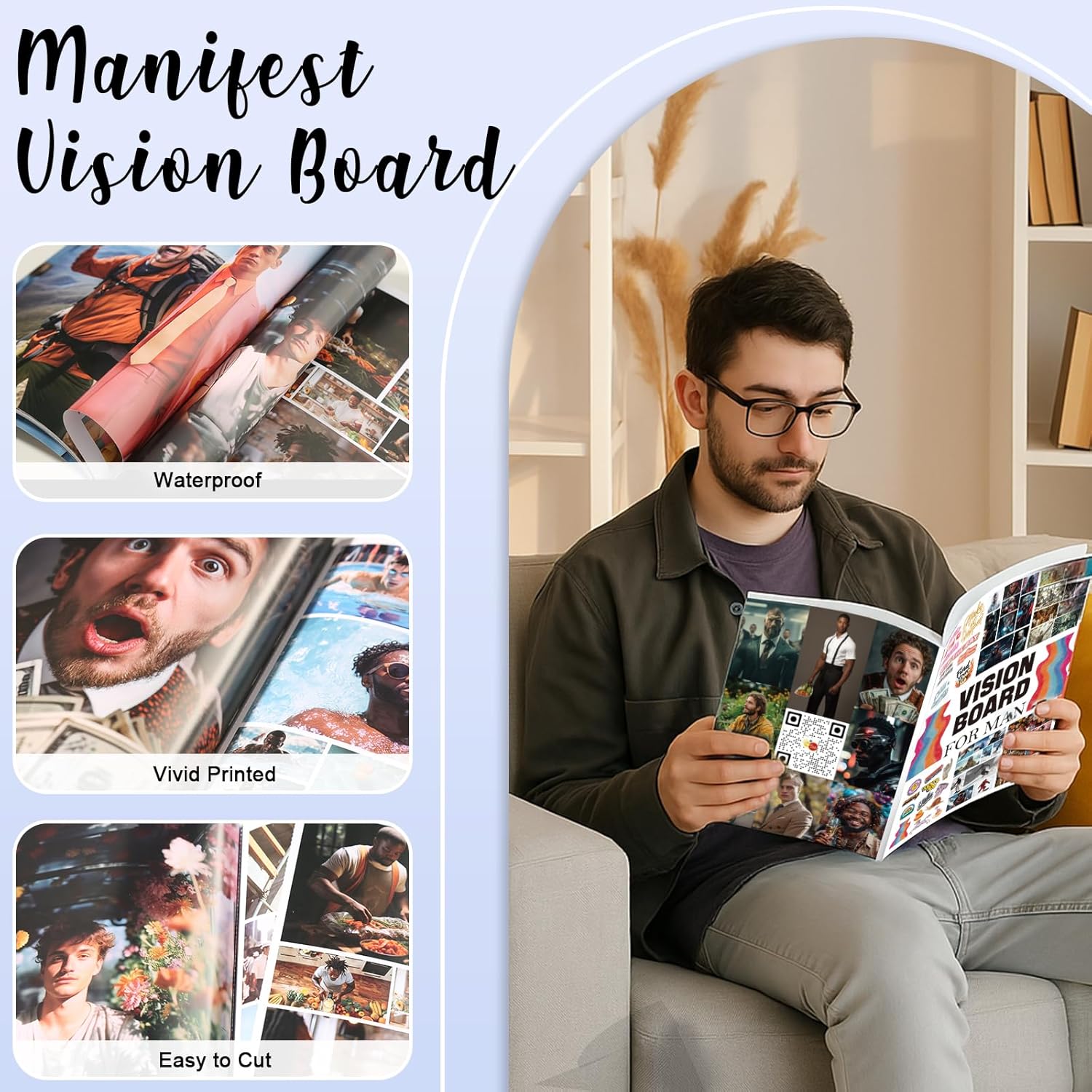 EggSun Vision Board Supplies with 1200+ Images & Quotes Collage Magazine Book, Wall Clip Art Scrapbook Journal Kit for Vision Board Making Beginners Women Men Teen Boy Girls Coquette Room Decors (Men) - Image 3