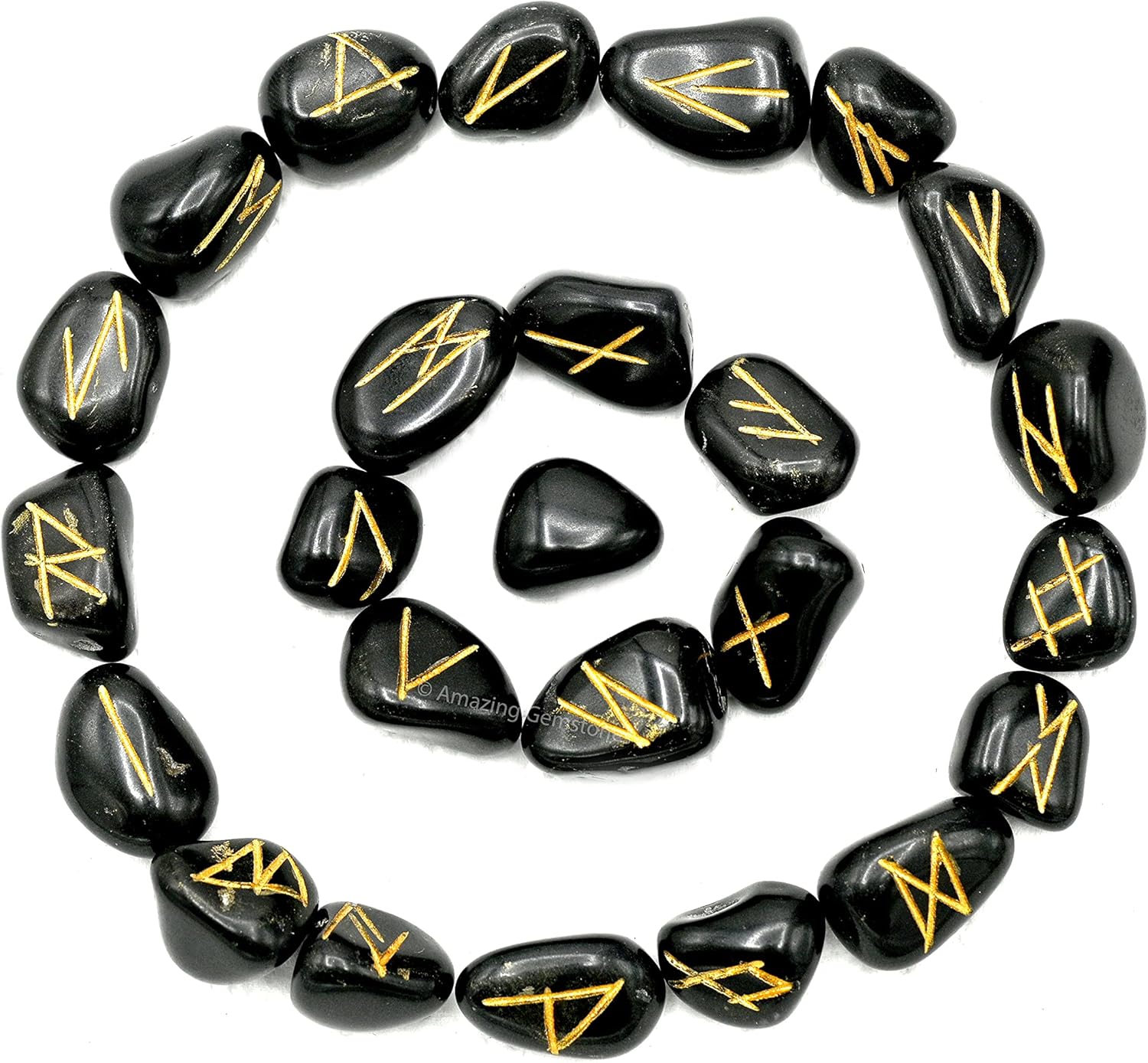 Amazing Gemstone Black Agate Crystal Runes Set of 25 Engraved Rune Stones with Runes Book PDF