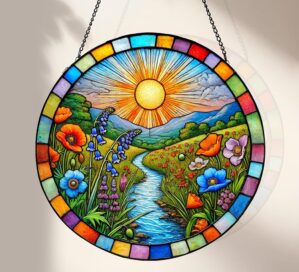 Stained Glass Window Hanging, Scene...
