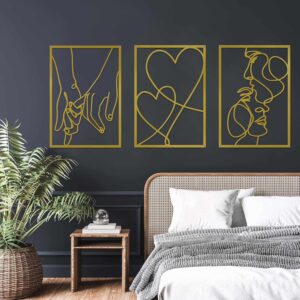 3 Pieces Metal Minimalist Line Wall...
