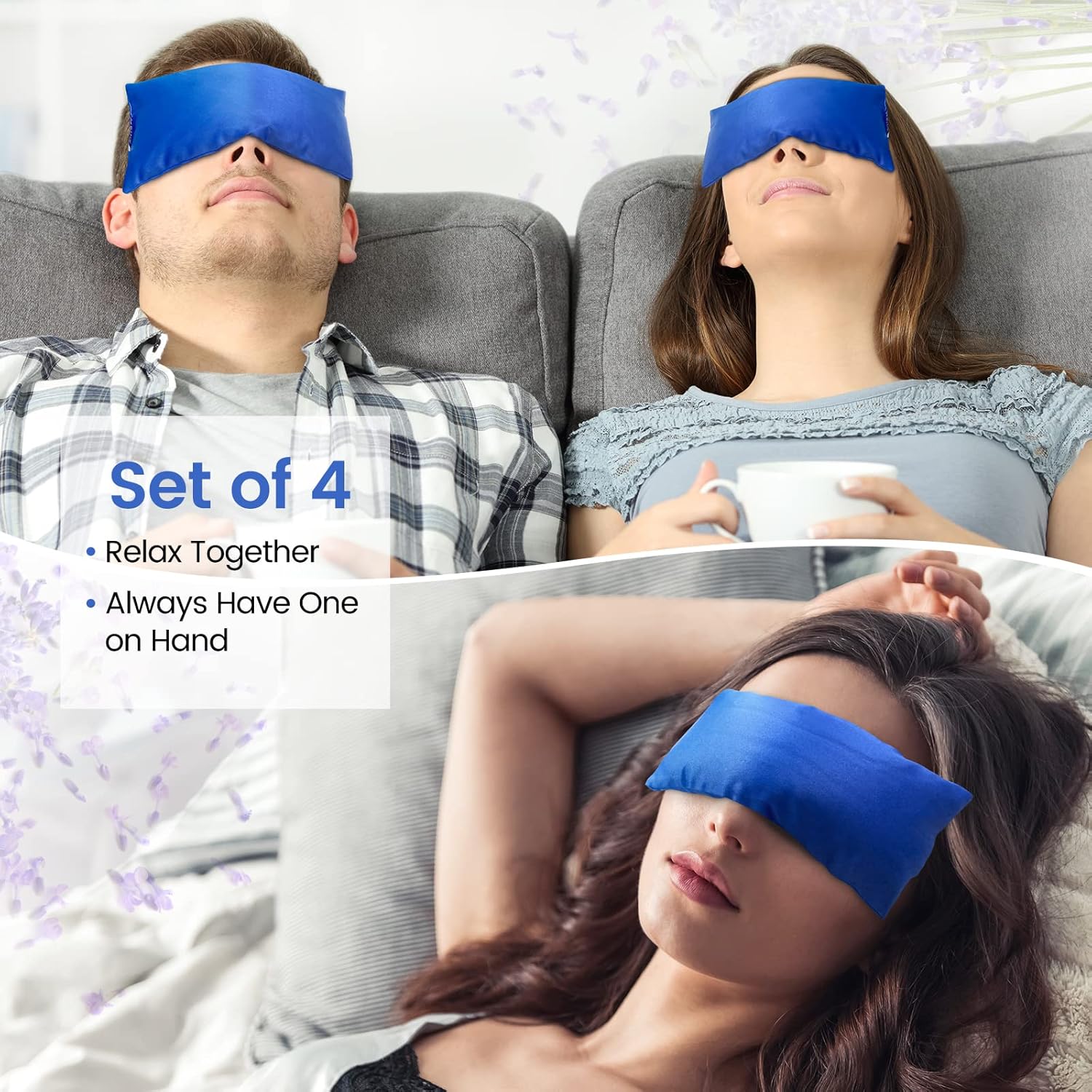 SuzziPad Lavender Eye Pillows for Relaxation with Aromatherapy, Weighted Eye Mask for Sleeping, Meditation, Hot & Cold Eye Compress for Dry Eyes, Relaxation Options for Women, Yoga Eye Pillow, 4 Pack - Image 8