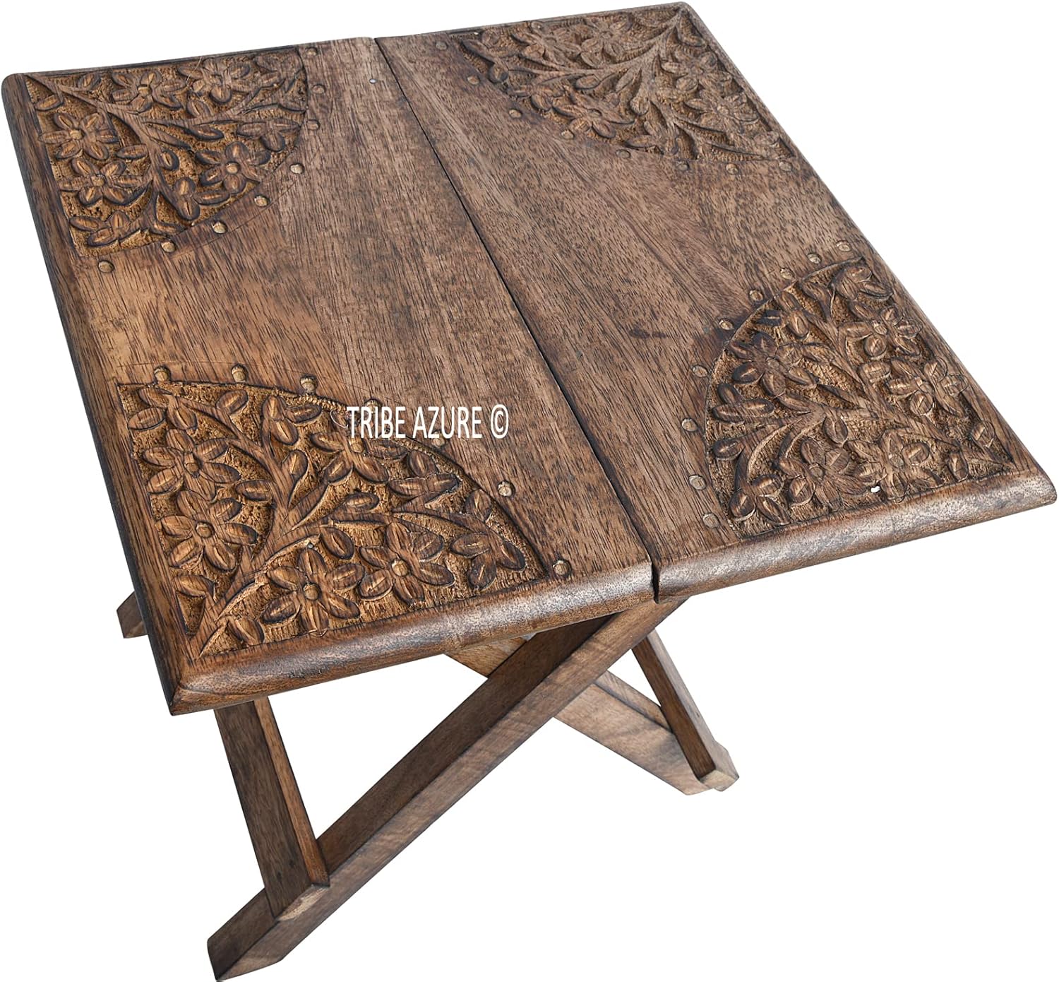 Tribe Azure Fair Trade Small Altar Table, Meditation Altar, Puja, Wood Wiccan Altar Table Buddhist, Tea Japanese, Small Low Side Table Dragon (Folding Small Floral) - Image 7