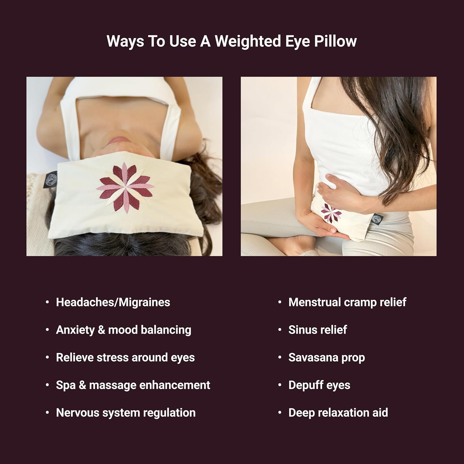 Tharie Organic Cotton Aromatherapy Eye Pillow with Flaxseed & Lavender, Hot & Cold Use, 23 x 13 cm - Image 5