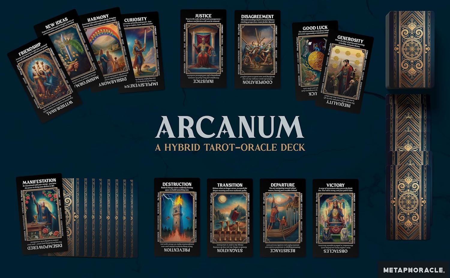 Arcanum: A Hybrid Tarot-Oracle Deck with Expanded Keywords by River Aether - 78 Tarot Cards with Meanings on Them for Beginners to Advanced Readers - Image 5