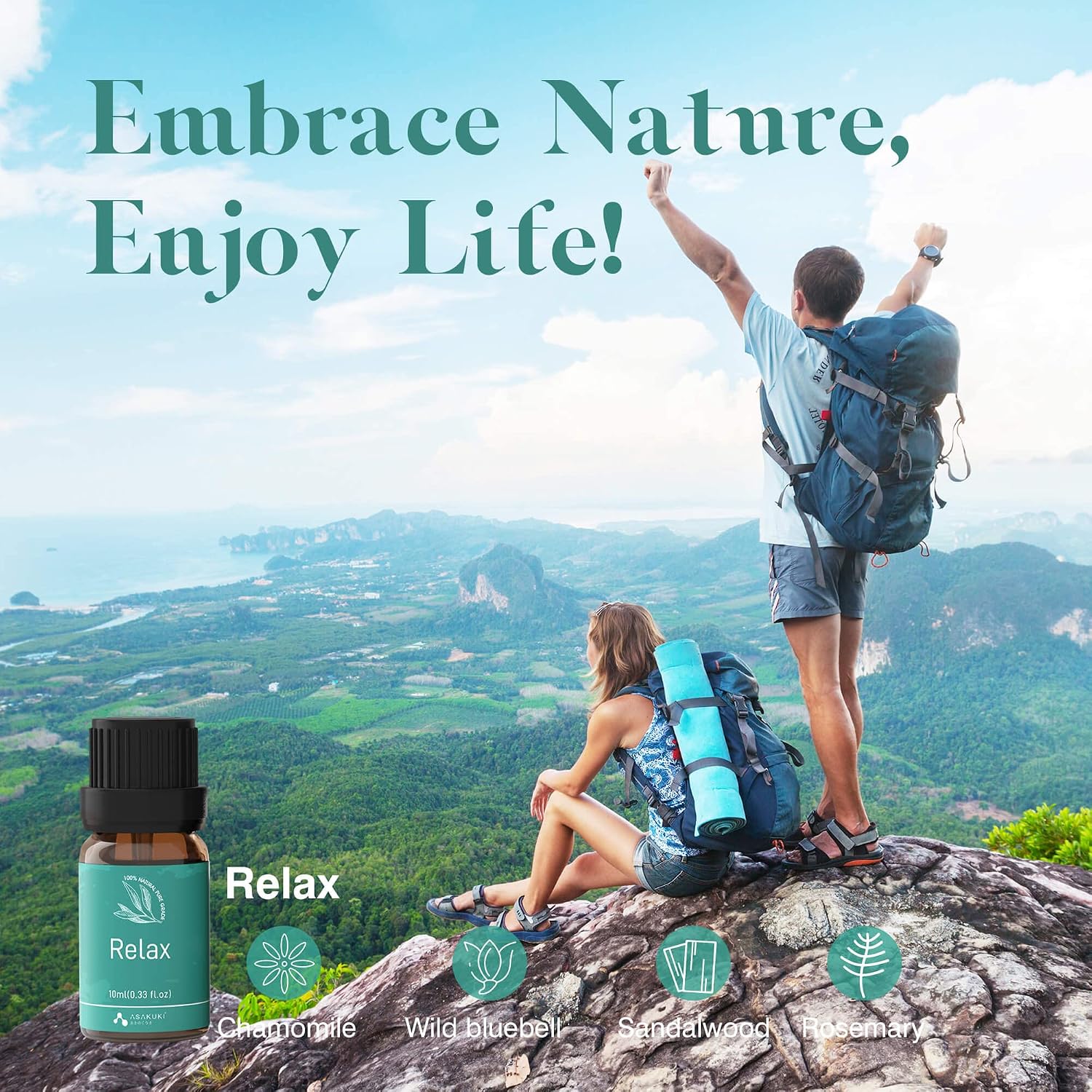 ASAKUKI Essential Oils, Well-Being Essential Oil Set- Calm Mind, Sweet Dreams, Happy, Relax, Air Freshening, Immunity for Diffuser, Waterless Diffuser, Aromatherapy and Humidifiers, 6x10ml - Image 5