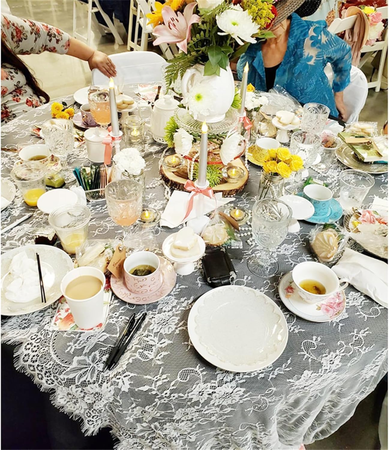 White Lace Tablecloth 60 × 120 Inch for Rustic Boho Wedding Bridal Shower Party Decoration, Classy Rectangle Overlay Long Vintage Embroidered Reception Table Cloth Decor - Image 6