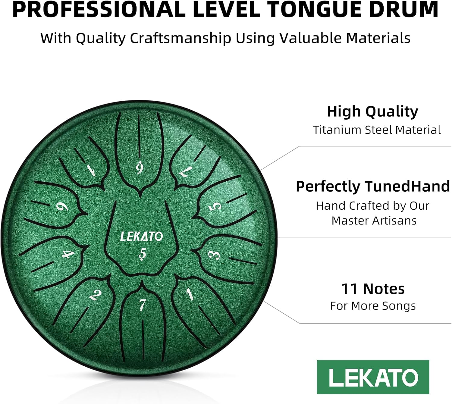 LEKATO Steel Tongue Drum With Bag, 6 Inch 11 Notes Steel Drum Beginner Hanpan Drum Percussion for Meditation Yoga Musical Education, Christmas/New Year Gifts for Families/Friends - Image 8