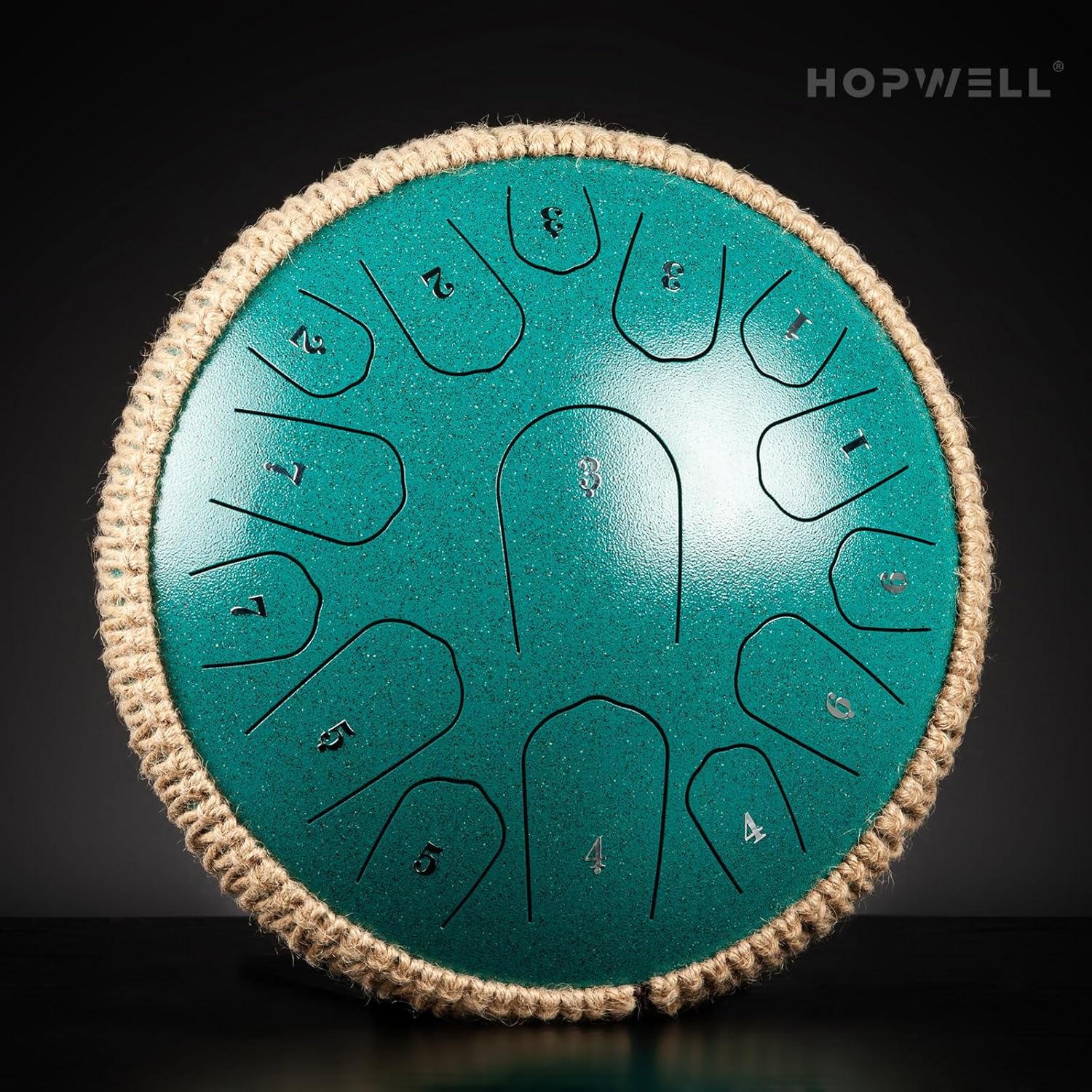HOPWELL Steel Tongue Drum - 13 Inches 15 Notes Tongue Drum - Hand Pan Drum with Music Book, Handpan Drums Mallets and Carry Bag, D Major (Malachite Green) - Image 2