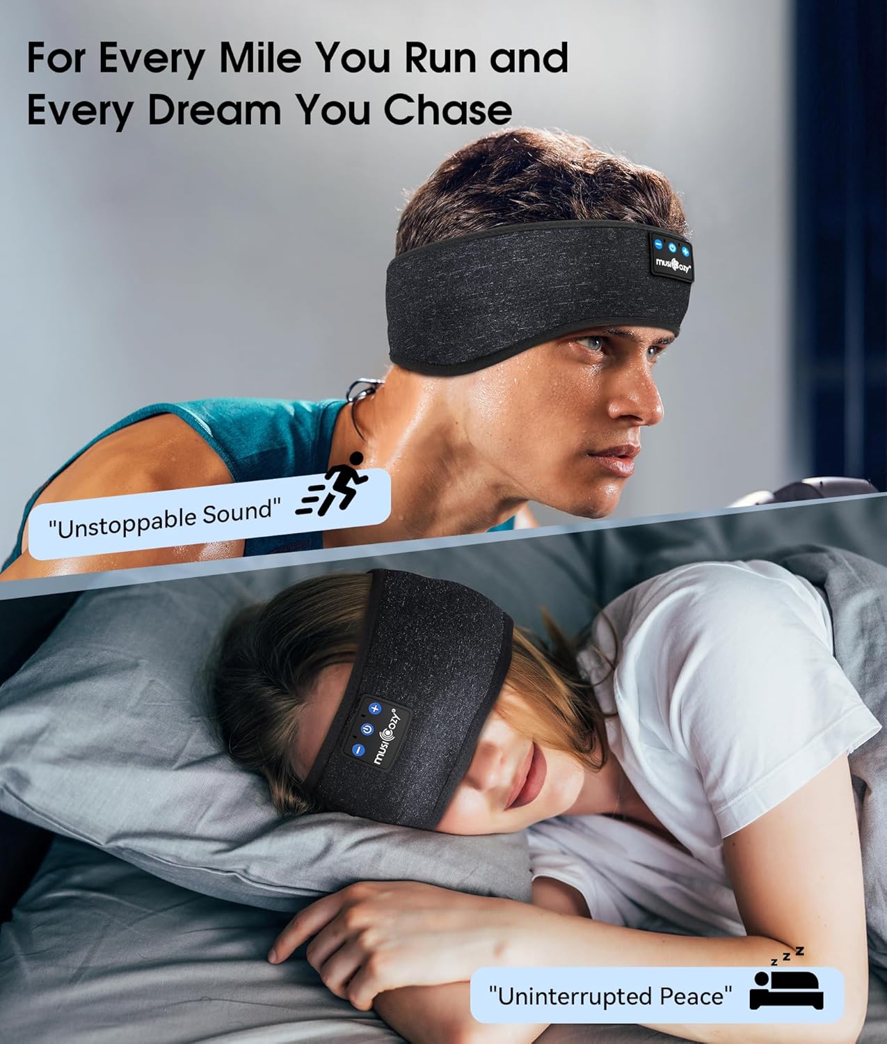 MUSICOZY Sleep Headphones Bluetooth 5.4 Headband, Wireless Earphones Music Sleep Earbuds Sleeping Eye Mask with HD Stereo Speakers for Workout Running Travel Yoga, Ideal Gifts for Men Women Mom Dad - Image 2