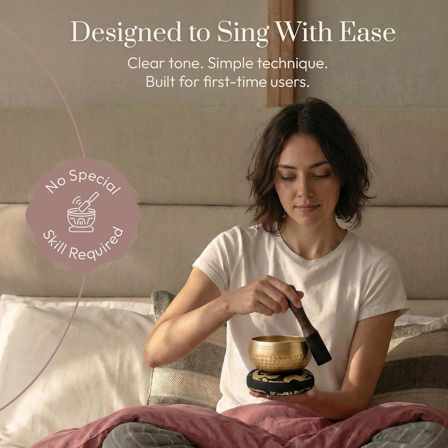 Silent Mind Tibetan Singing Bowl Set – Easy to Play & Beginner Friendly Meditation Bowl with Cushion & Mallet | Stress Relief & Mindfulness | Gift-Ready - Image 2