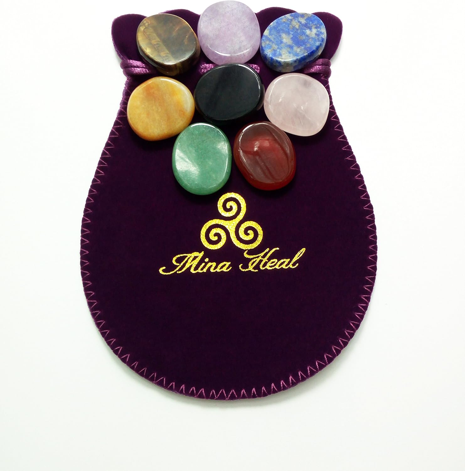 Worry Stones Set of 8 – Polished & Tumbled Crystals and Healing Rocks, Natural Chakra Worry Stones for Meditation, Grounding, Reiki, Anxiety & Stress Relief and Daily Calm - Image 9