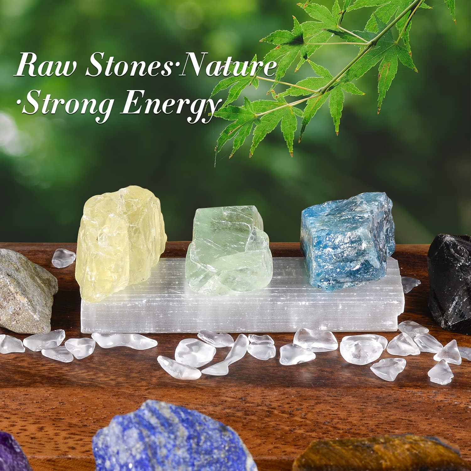 AOOVOO 17Pcs Crystals and Healing Stones, 14Pcs Real Raw Chakra Stones Set, Selenite Charging Plate, Amethyst Necklace, Rose Quartz, Mothers Day Gifts, Gift Box, Guide for Beginners, Collection, Meditation, Yoga - Image 4