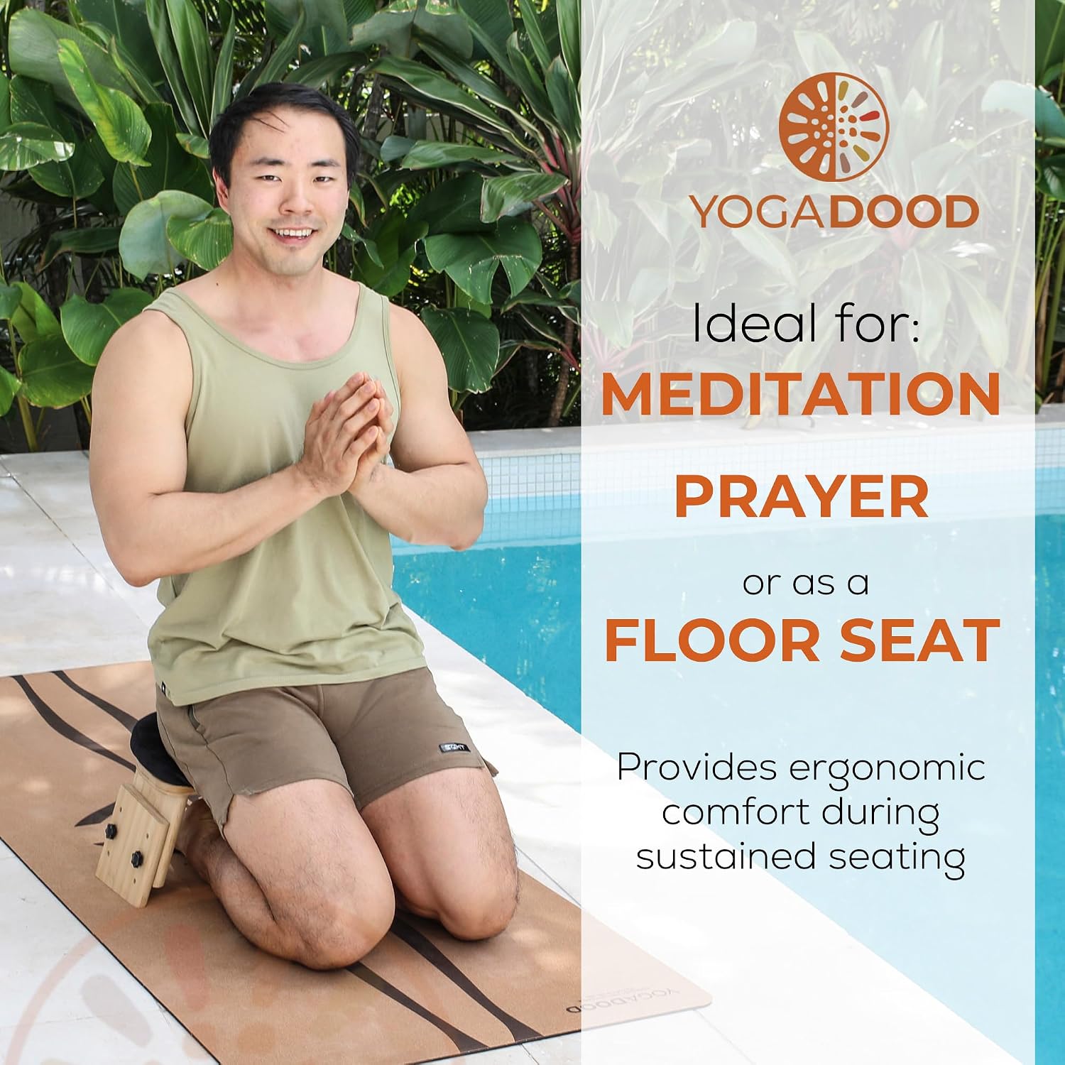 Yoga Dood Zen+ Adjustable Meditation Bench – 3-Level Height Kneeling Bench for Zazen & Prayer – Ergonomic 5° Tilt, Foldable Solid Bamboo with Cushioned Seat & Carry Bag - Image 3