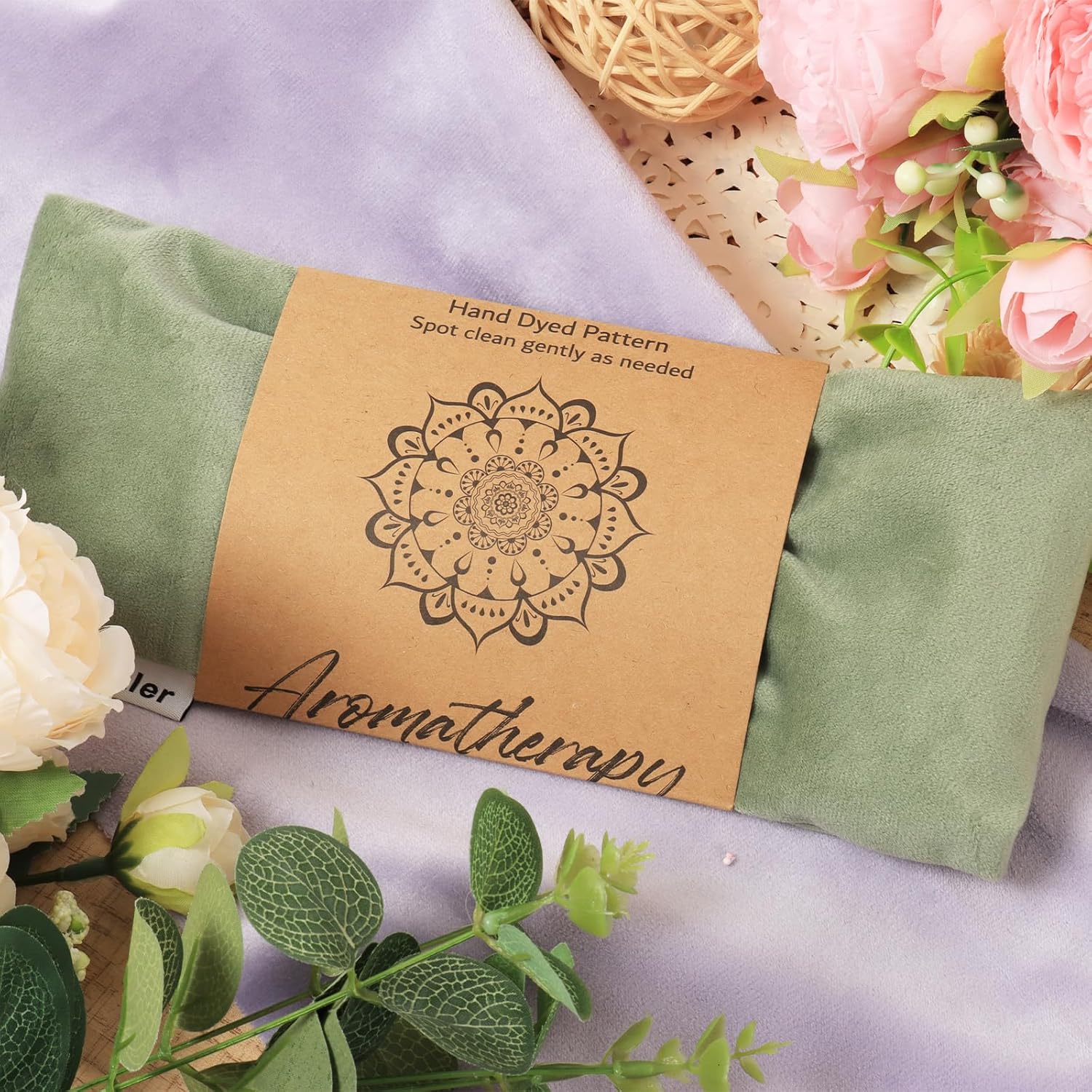 Eye Pillow for Sleeping, Headache Relief, Sinus Pressure, Weighted Eye Mask for Relaxation, Yoga, Moist Heat Eye Compress, Meditation Accessories, Lavender Gift Set for Women (Velvet Green 4 Pack) - Image 3