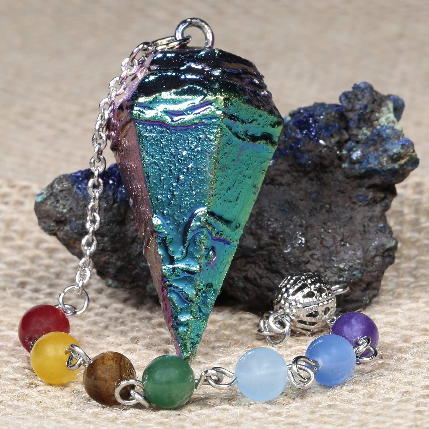 TUMBEELLUWA Healing Crystal Quartz 7 Chakra Pendulum Dowsing | Reiki Healing, Chakra Alignment Dowsing Tool, Crystal Pendulum for Scrying Spiritual Practices, Wicca Supplies - Image 5