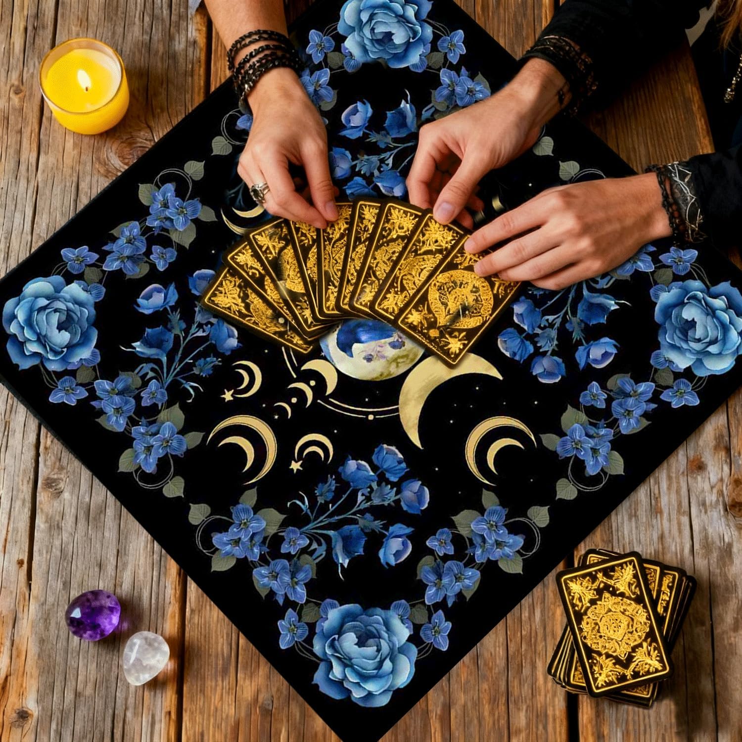 Altar Cloth Moon Star Printed Tarot Cloth Witchy Tablecloth for Reading,Divination Magic Spiritual Rituals (29.5X29.5in) - Image 4