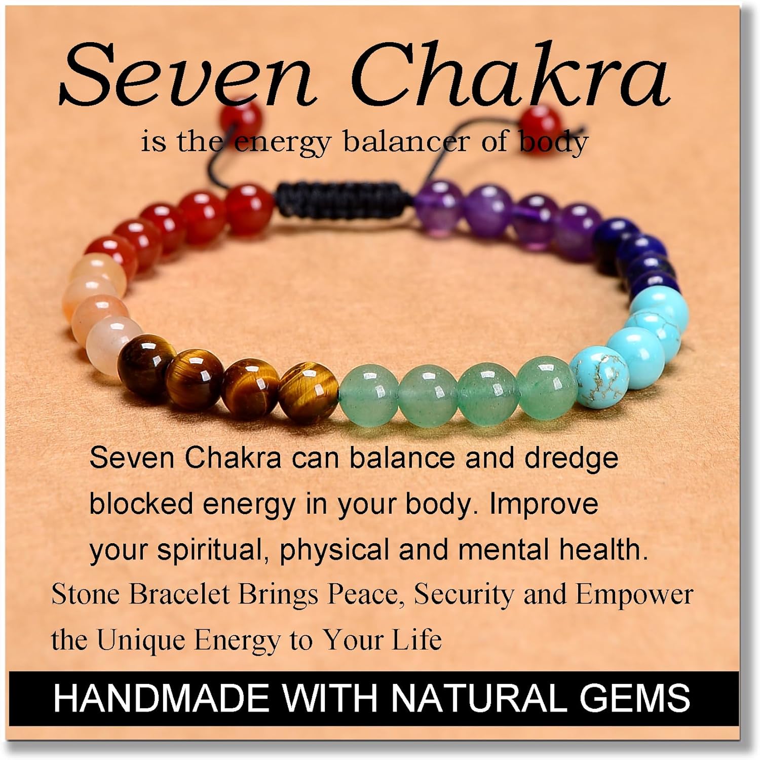 MASSIVE BEADS Handmade Yoga Stretch Elastic Bracelet Natural Stone Crystal Healing Power Energy Gifts for Unisex Adult 4mm 6mm 8mm 10mm