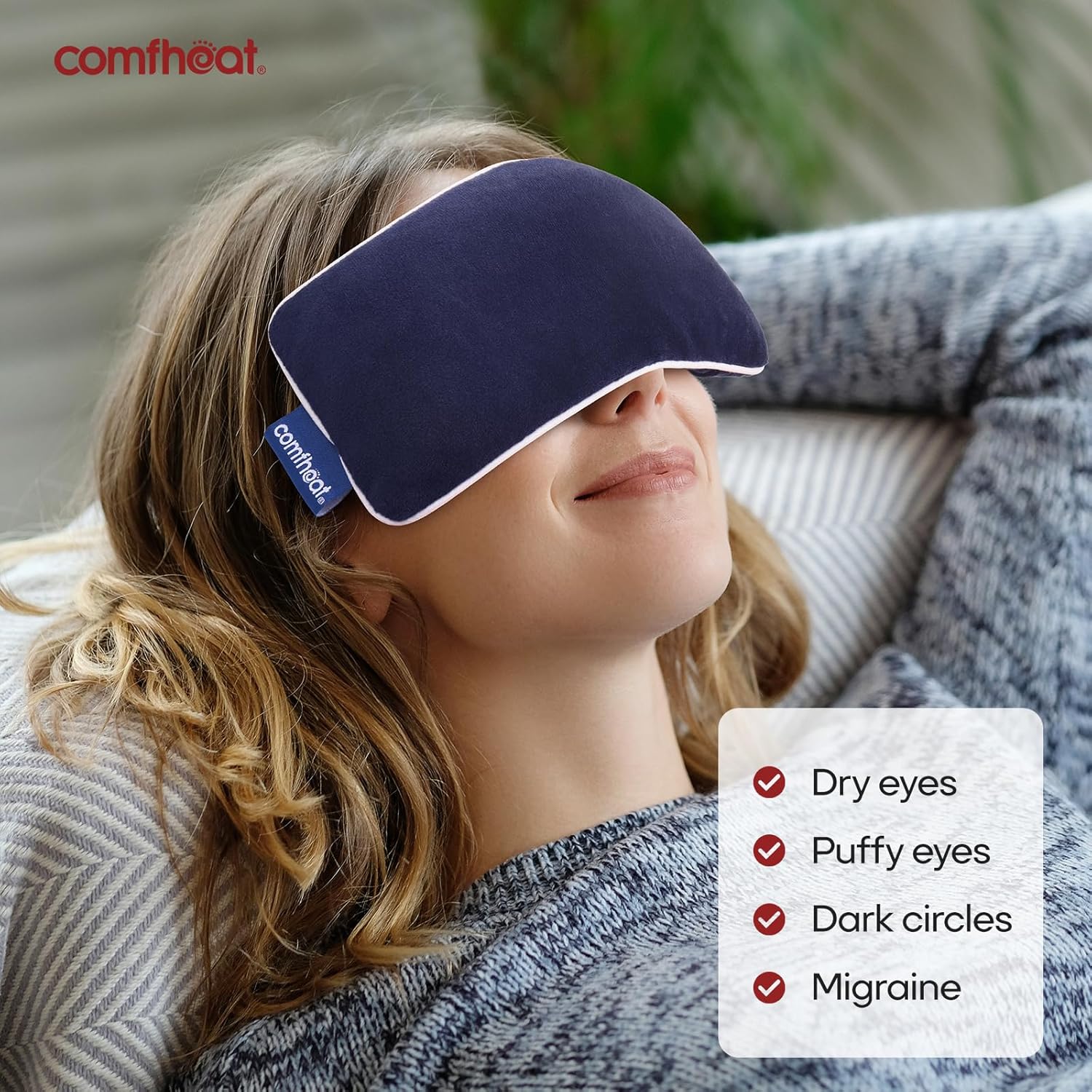 Unscented Weighted Eye Pillow - Soft Plush Removable Cover, Moist Heat & Cold Therapy, Natural Aromatherapy Eye Compress Pillow for Relaxation, Yoga, Meditation, and Sleep, Navy Blue - Image 6