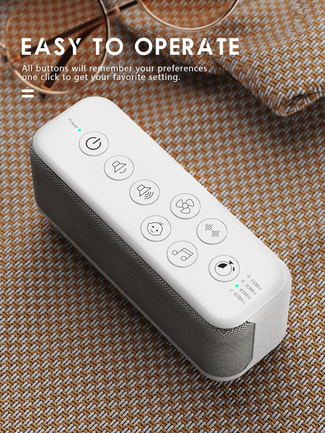 OnLyee White Noise Machine for Office Privacy, USB Rechargeable Sound Machine with 42 Non-Looping Sounds, Auto-Off Timer for Focus, Sleep and Travel - Image 6