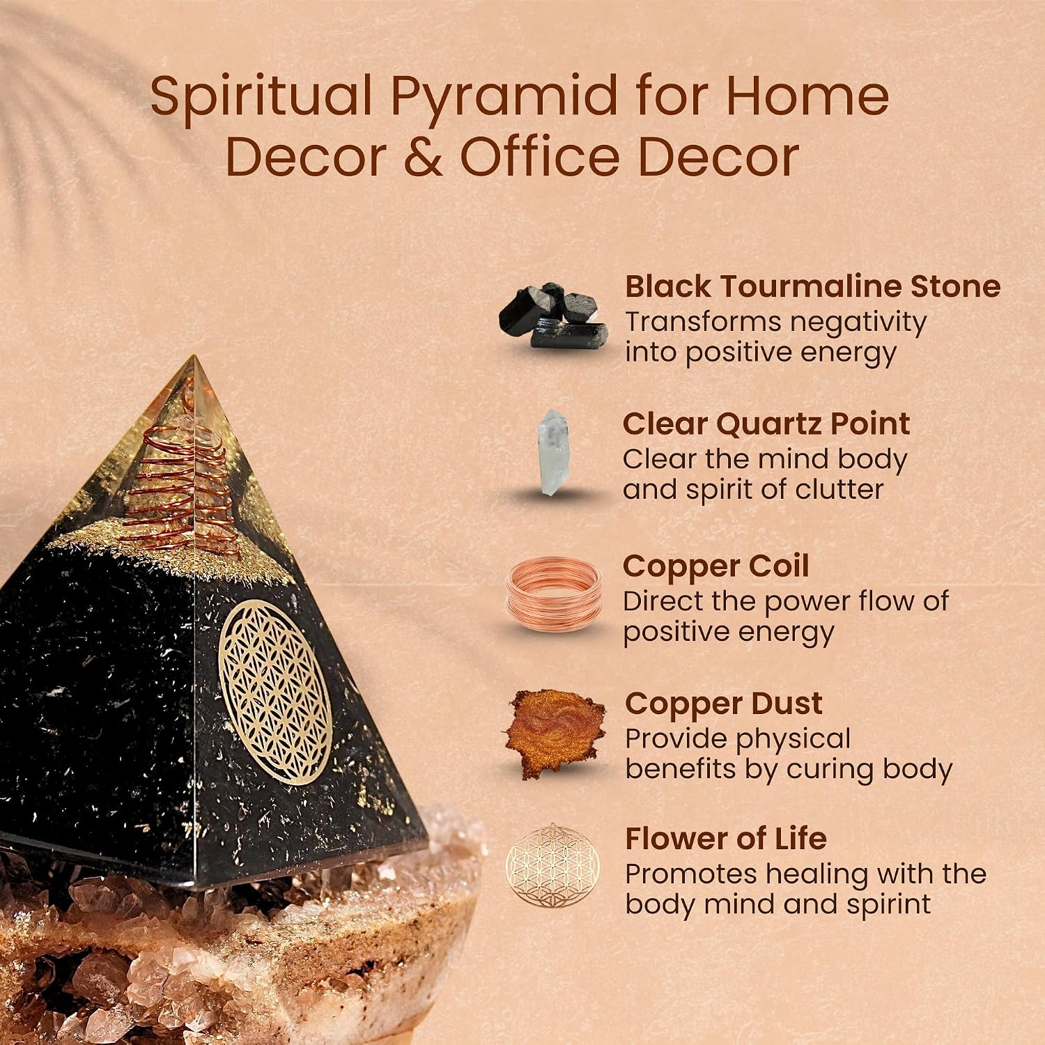Orgone Black Tourmaline Pyramid – Healing Crystal for Protection, Motivation, EMF Shielding & Meditation – Orgonite Pyramid for Chakra Balancing, Reiki, Spiritual Energy & Positive Vibrations - Image 4