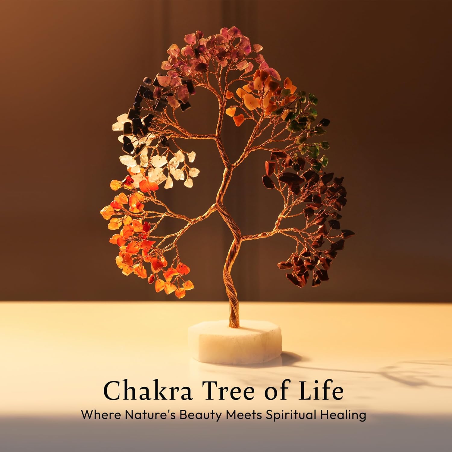 YATSKIA 7 Chakra Tree of Life Crystal Tree, Healing Crystals Gifts for Women, Chakra Stones Home Office Decor, Gemstone Tree Bedroom Decor, Healing Gifts (Size - 10 Inch) - Image 3