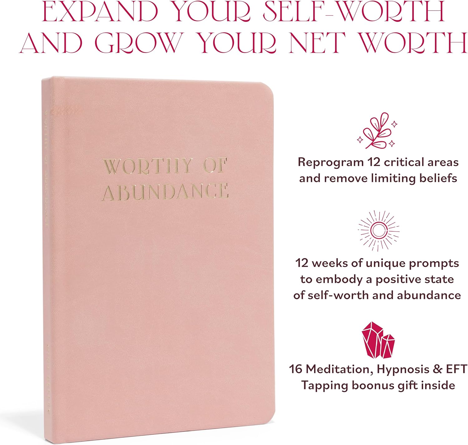Manifestation Journal - Worthy of Abundance - Manifest Rich Life, Develop Millionaire Money Mindset - Daily Guided Gratitude Luxury Miracle Planner with Prompts for Women & Men Gift - Image 2
