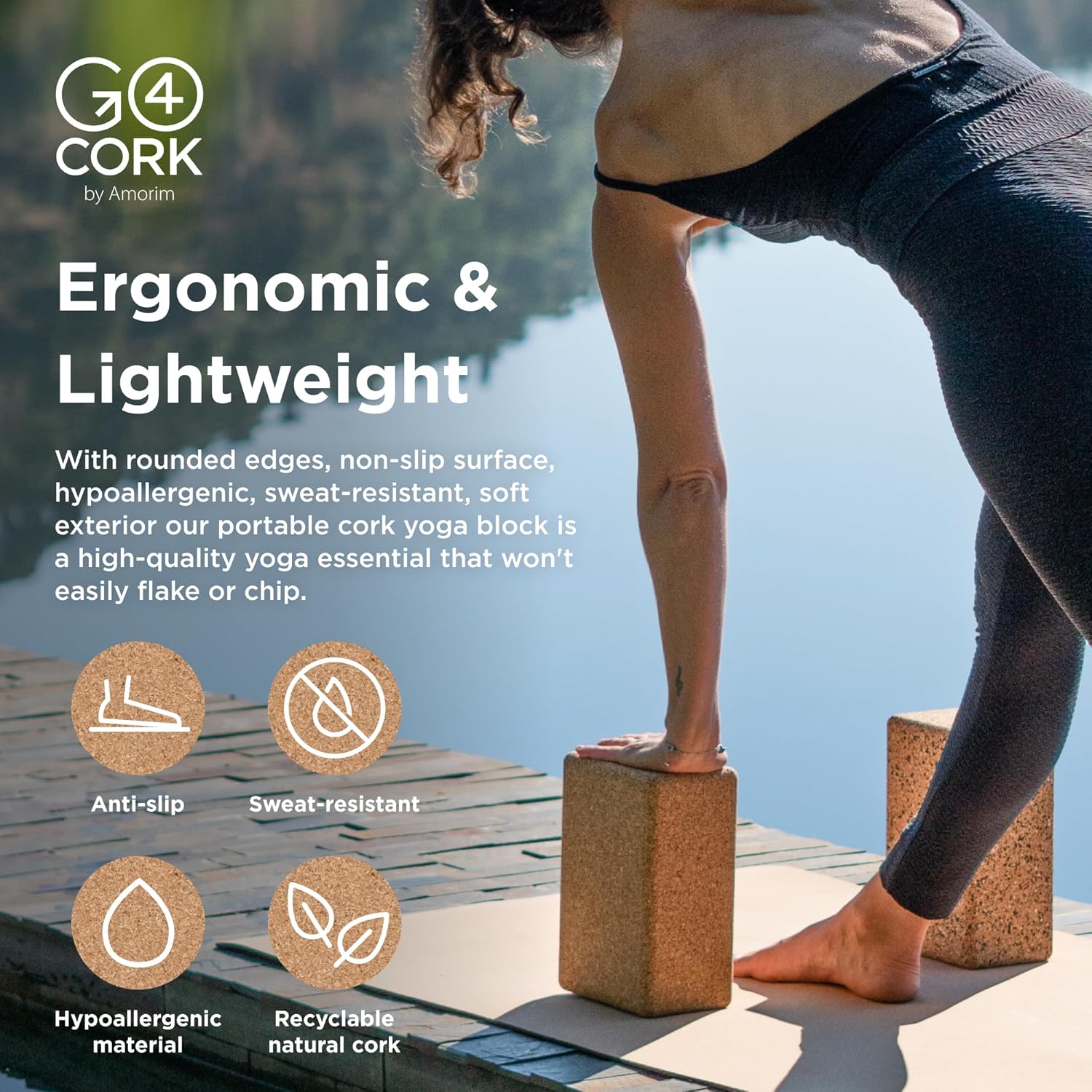 Go4Cork Cork Yoga Block | Non-Toxic, Alternative To Foam Yoga Blocks | Odorless, Soft, Non-Slip, Workout & Exercise | Yogi Gift Accessories | Men & Women | Eco Friendly, Sustainable - Image 3