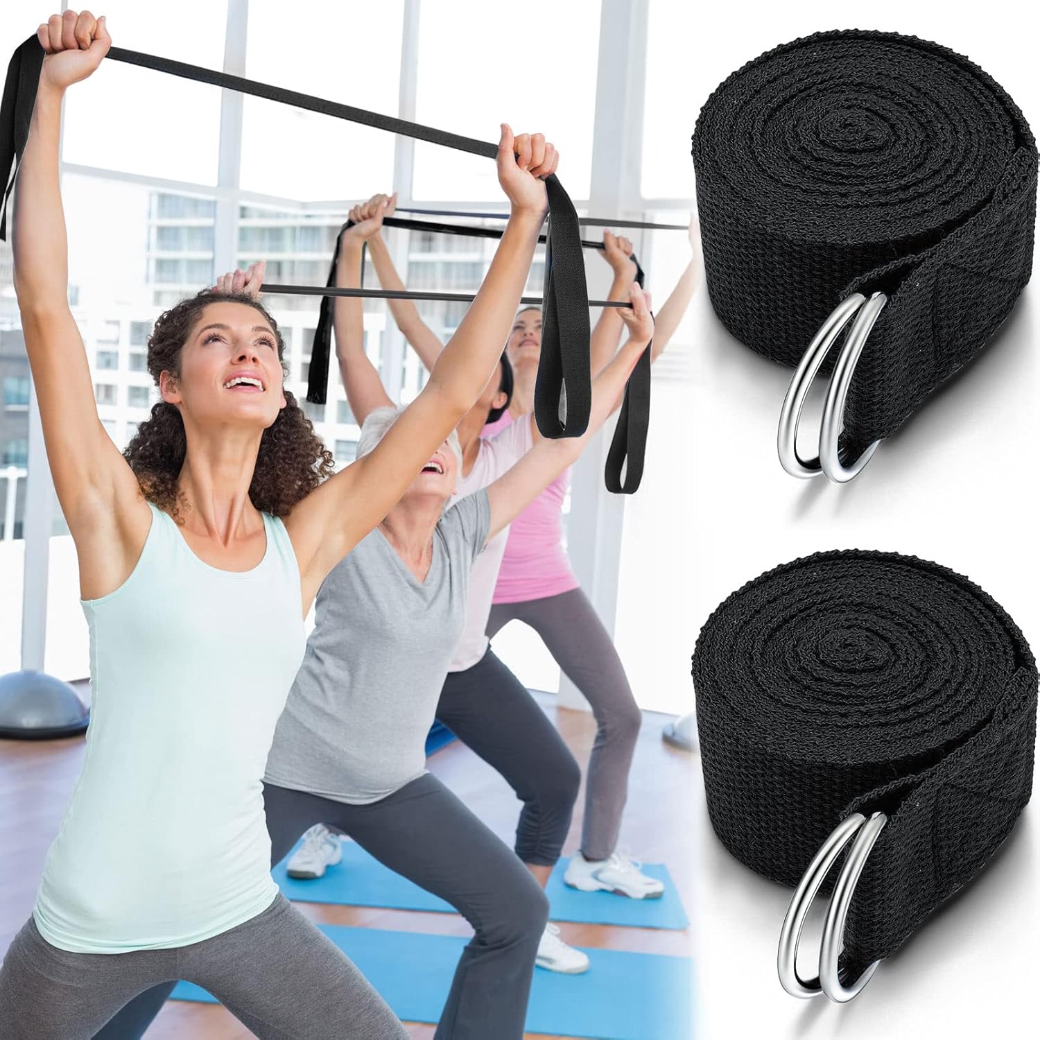 6 Pcs Yoga Strap for Stretching 8 ft Yoga Exercise Adjustable Straps Bands with Safe D Ring Buckle for Pilates, Gym Workouts, Fitness, Physical Exercise, Dance, Improve Flexibility - Image 6
