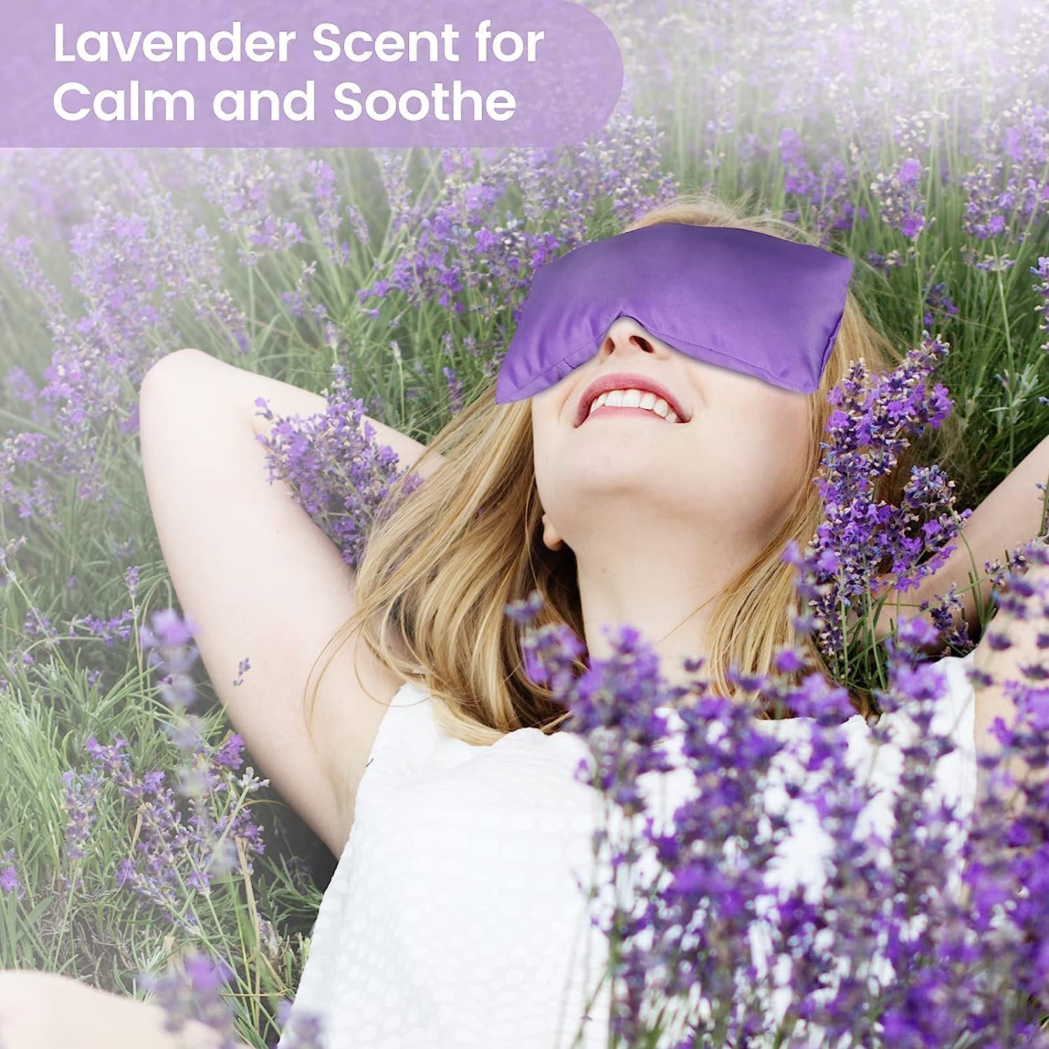 SuzziPad Lavender Eye Pillows for Relaxation with Aromatherapy, Weighted Mask for Sleeping, Hot & Cold Therapy Compress for Dry Eyes, Yoga Meditation Pillow, Purple, 6 Packs - Image 4