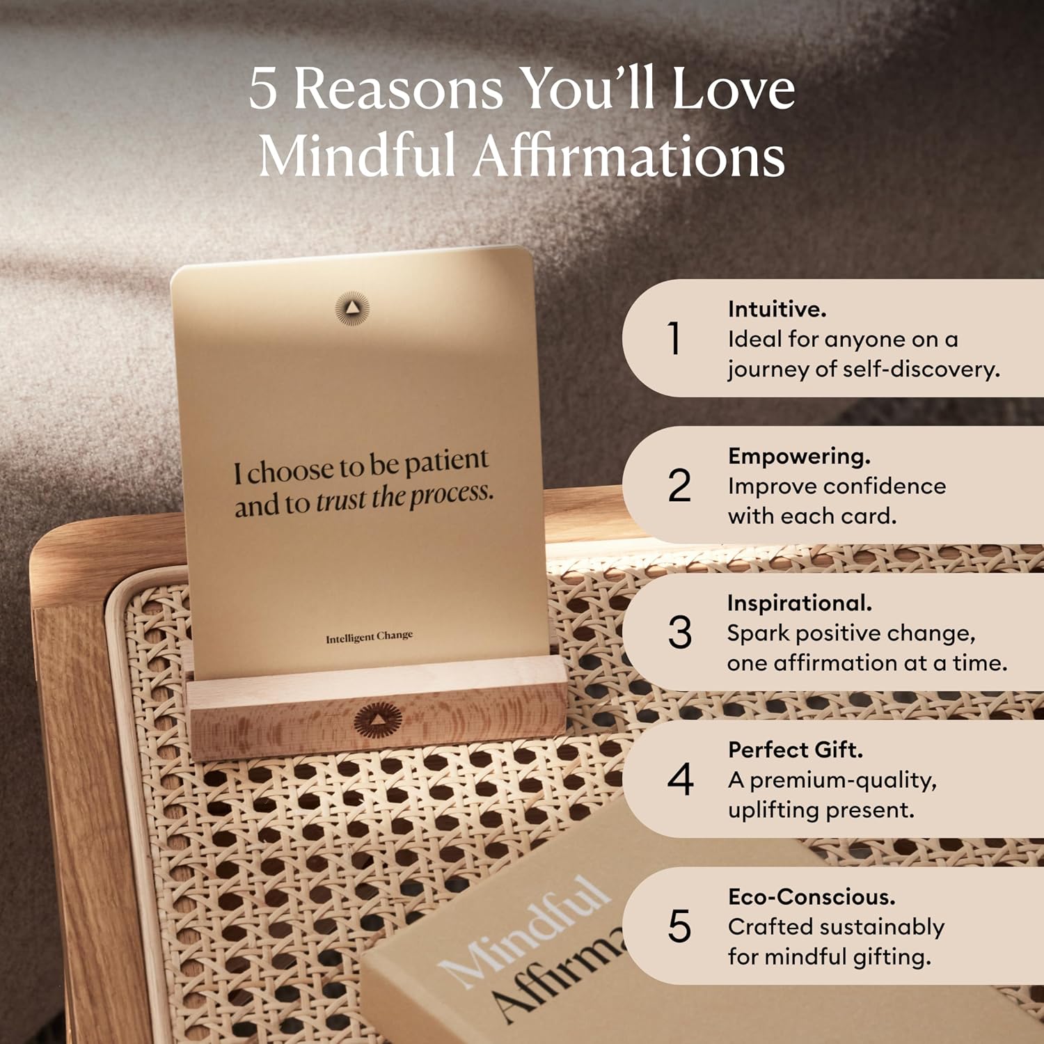 Intelligent Change Mindful Affirmations, 52 Positive Affirmation Cards for Women with Display Stand, Daily Affirmations for Inspiration, Mindfulness & Self Care, Unique Gifts for Women and Men - Image 2