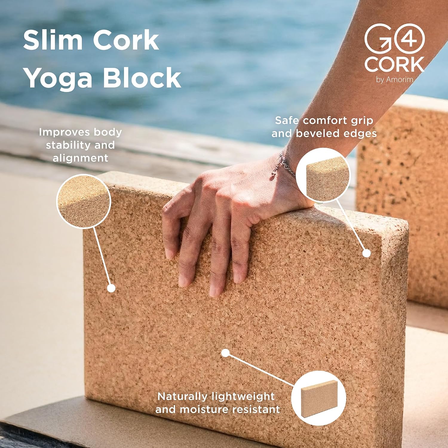 Go4Cork Cork Yoga Block | Non-Toxic, Alternative To Foam Yoga Blocks | Odorless, Soft, Non-Slip, Workout & Exercise | Yogi Gift Accessories | Men & Women | Eco Friendly, Sustainable - Image 2